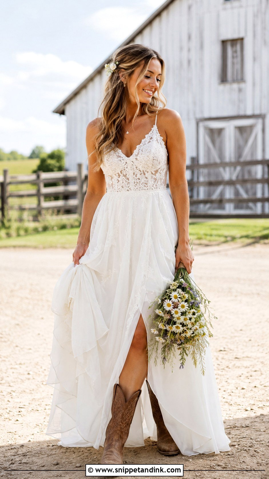 Country Wedding Dress With Brown Boots - Snippet and Ink - 25 Wedding Dress with Cowboy Boots Ideas