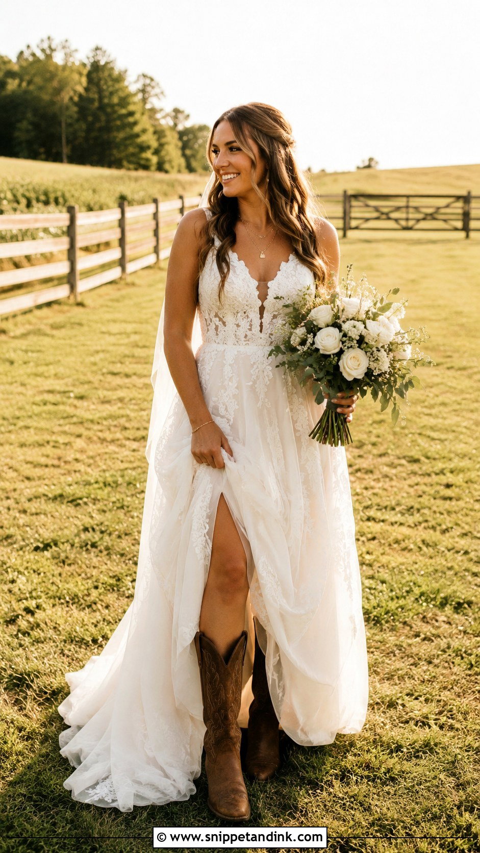 Country Wedding Dress With Brown Boots - Snippet and Ink - 25 Country Wedding Dresses with Boots
