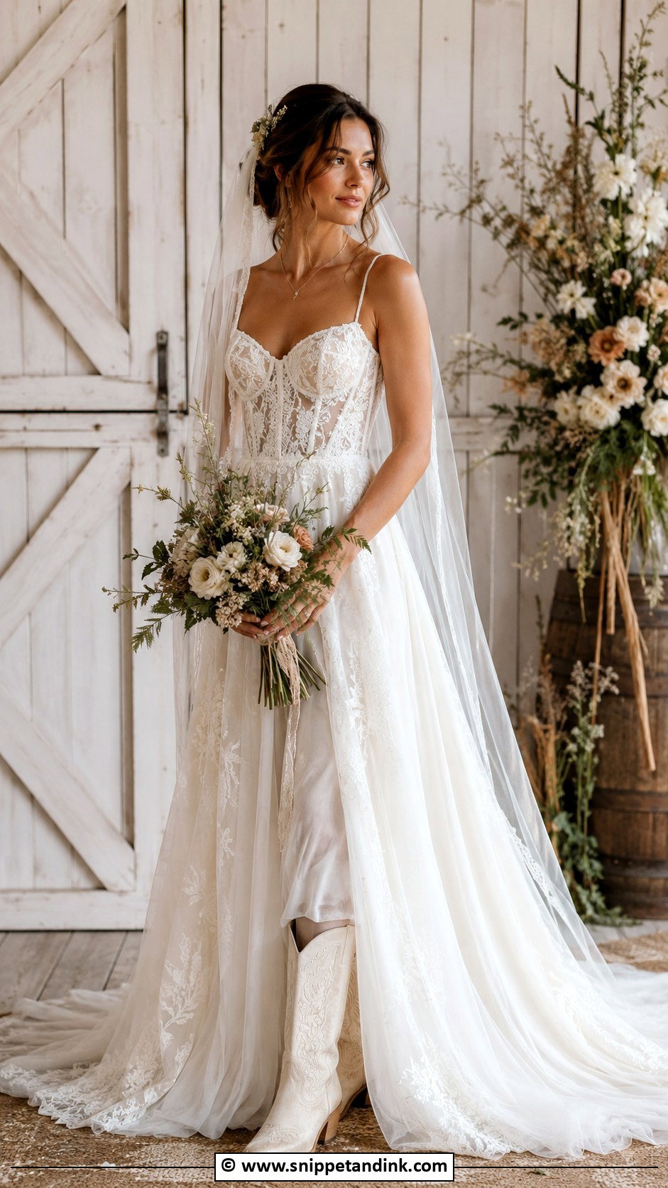 Country Wedding Dress With Corset Bodice - Snippet and Ink - 25 Country Chic Wedding Dresses