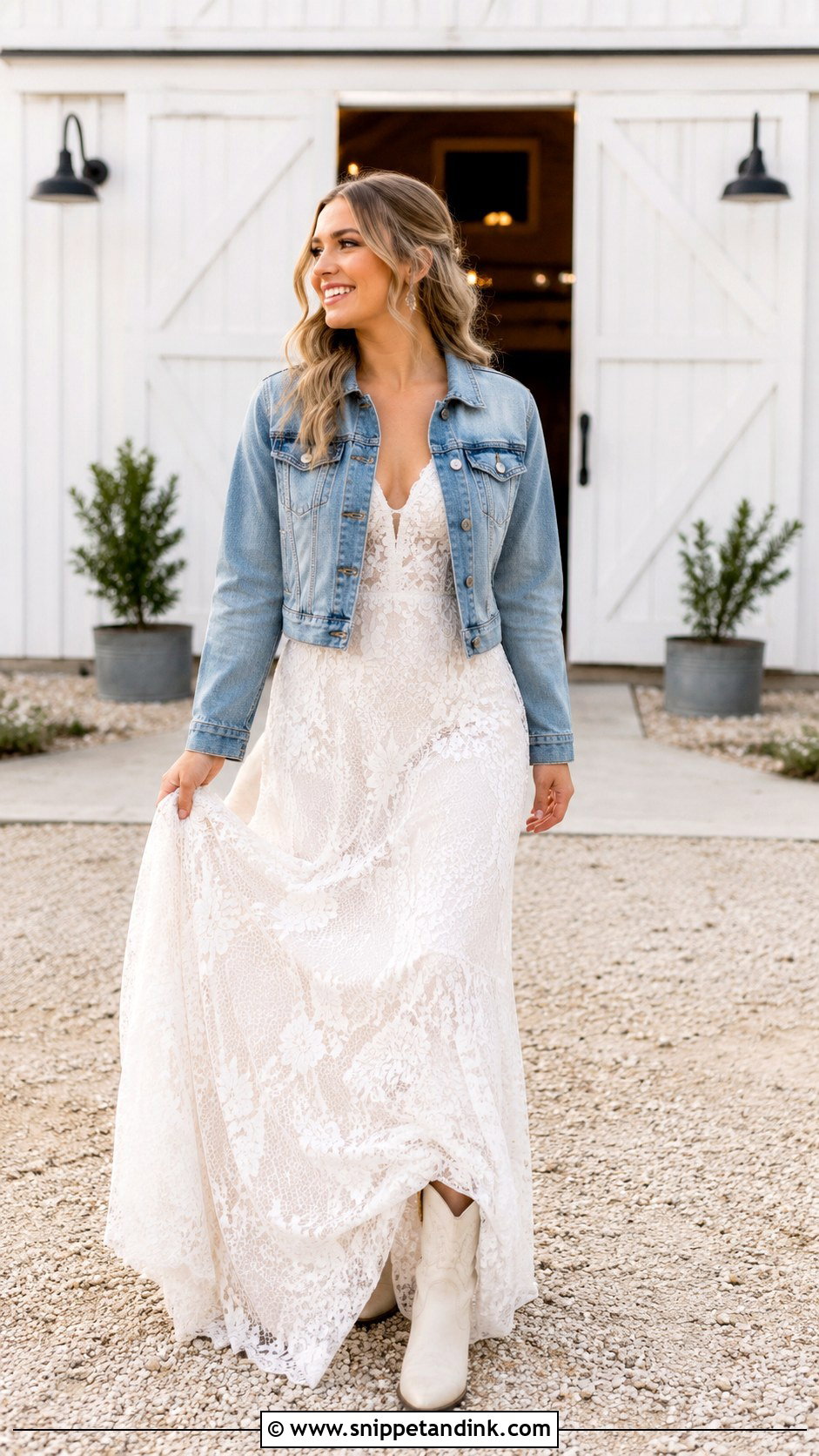 Country Wedding Dress With Denim Jacket - Snippet and Ink - 25 Country Style Wedding Dresses