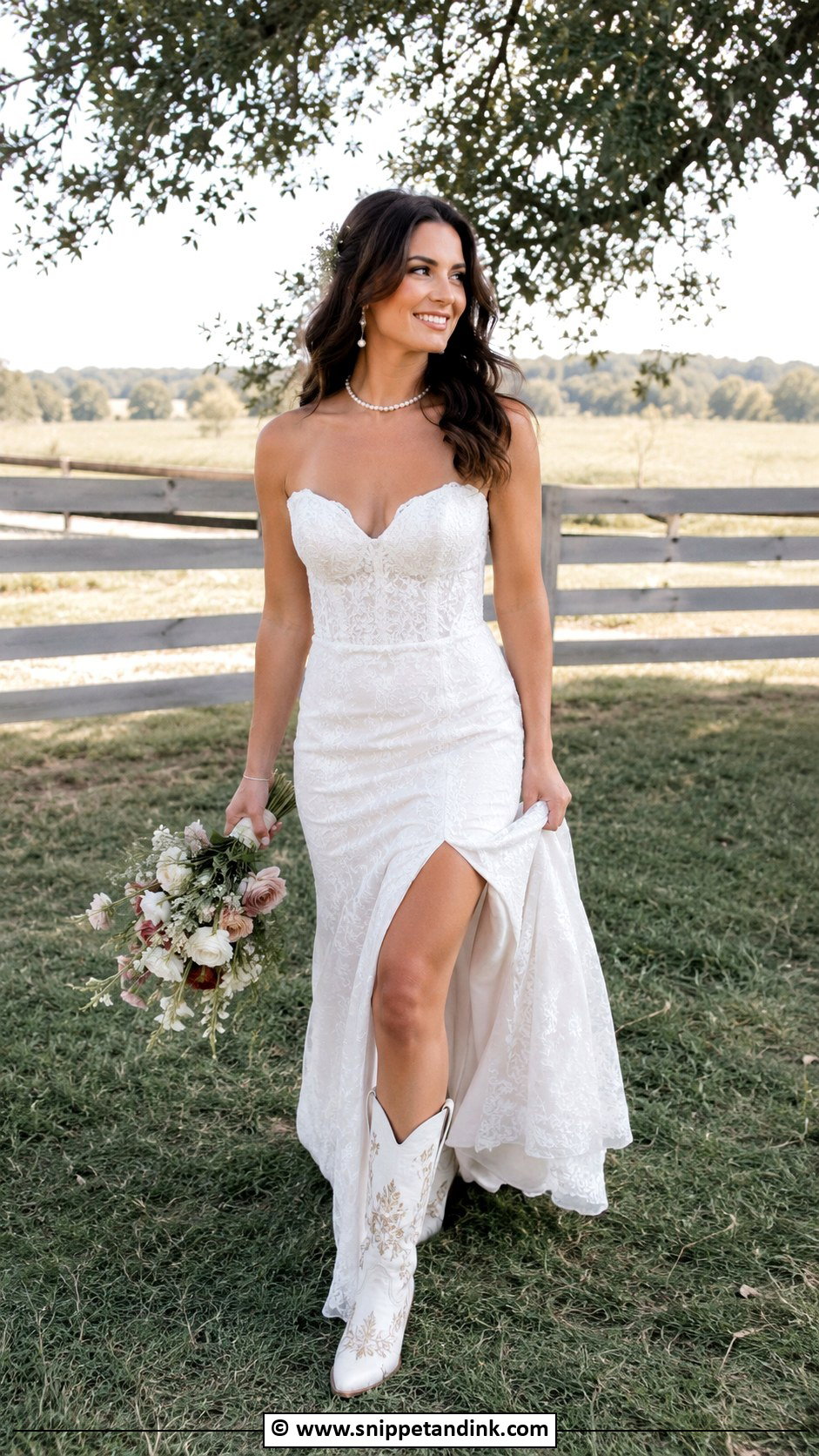 Country Wedding Dress With Embroidered Boots - Snippet and Ink - 25 Country Wedding Dress Ideas