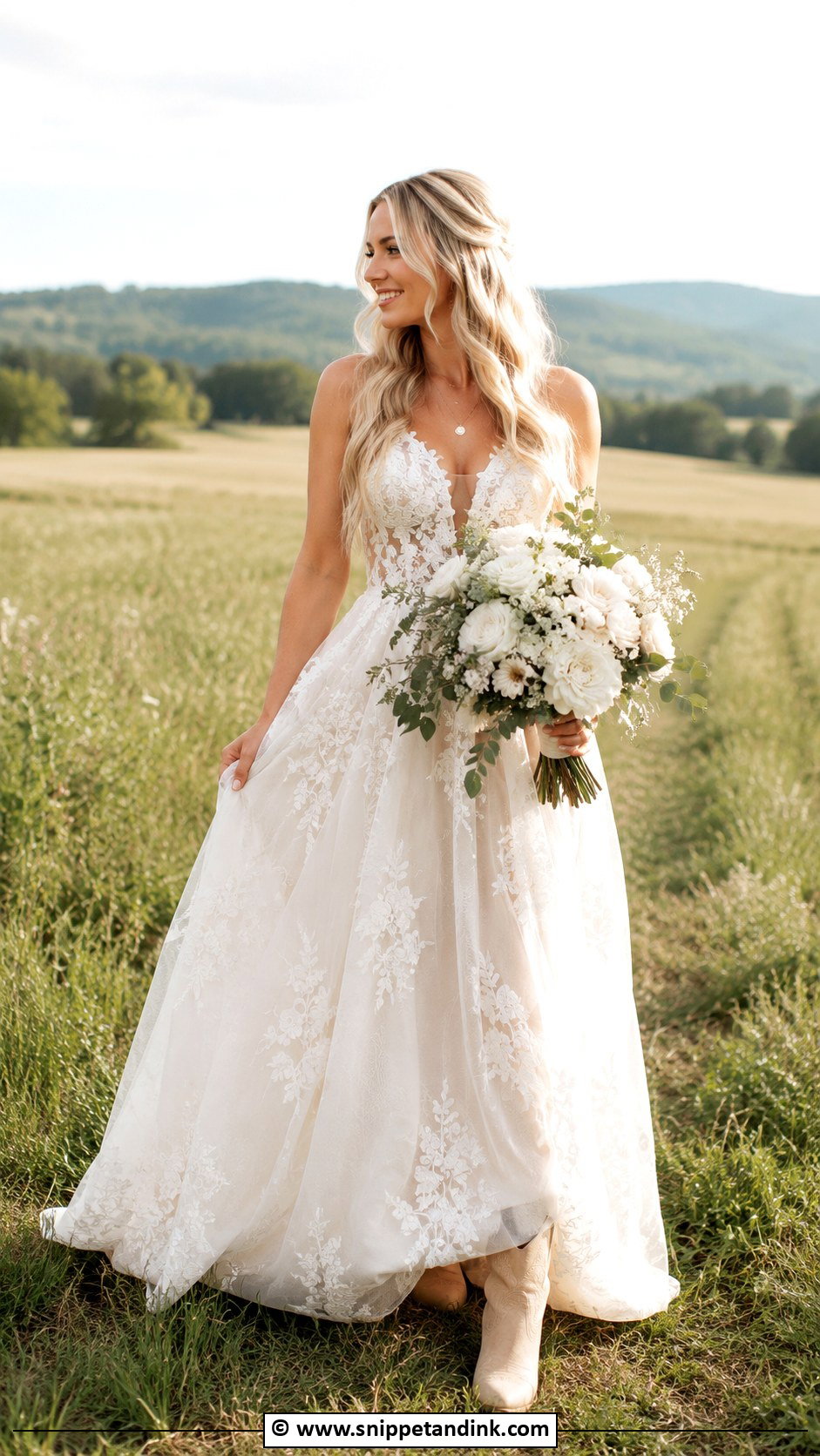 Country Wedding Dress With Floral Embroidery - Snippet and Ink - 25 Country Chic Wedding Dresses