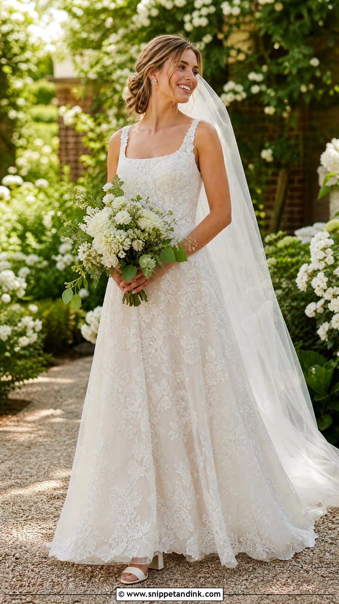 Country Wedding Dress With Floral Lace - Snippet and Ink - 20 Simple Country Wedding Dresses