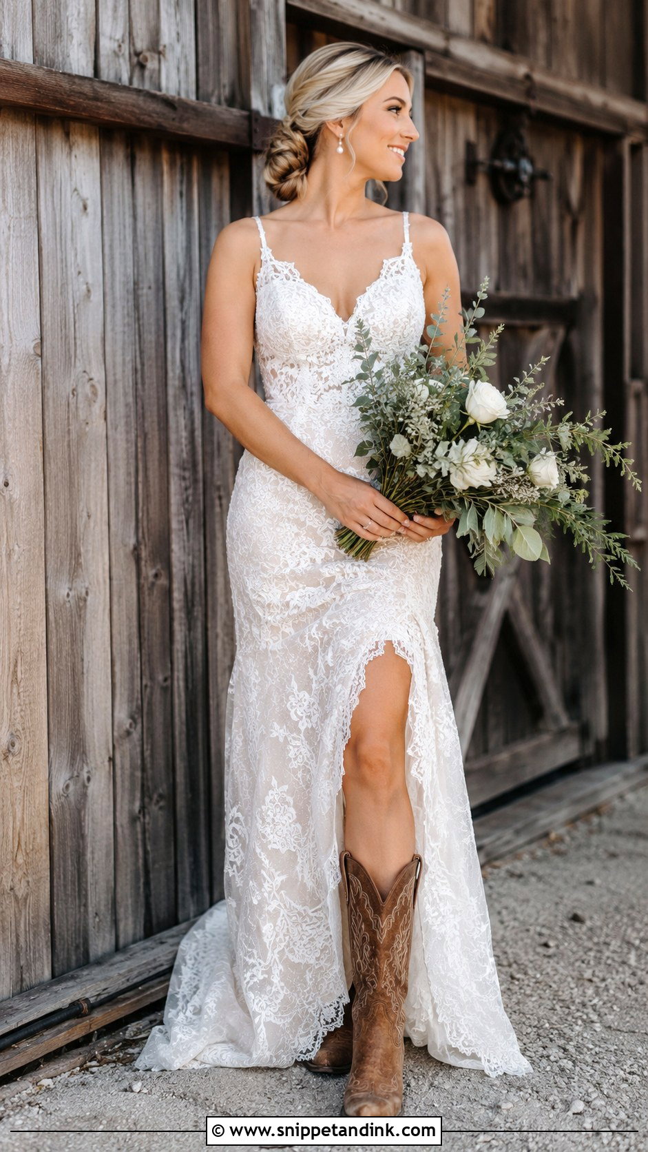 Country Wedding Dress With Floral Lace - Snippet and Ink - 25 Country Wedding Dresses