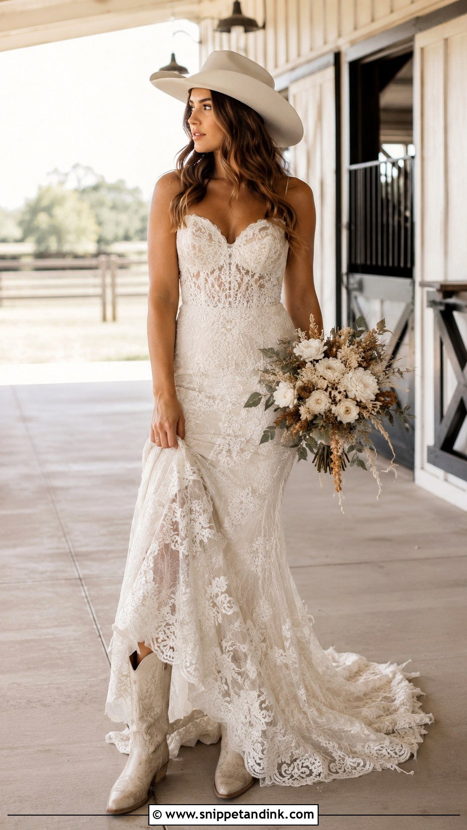 Country Wedding Dress With Hat - Snippet and Ink - 25 Country Wedding Dresses