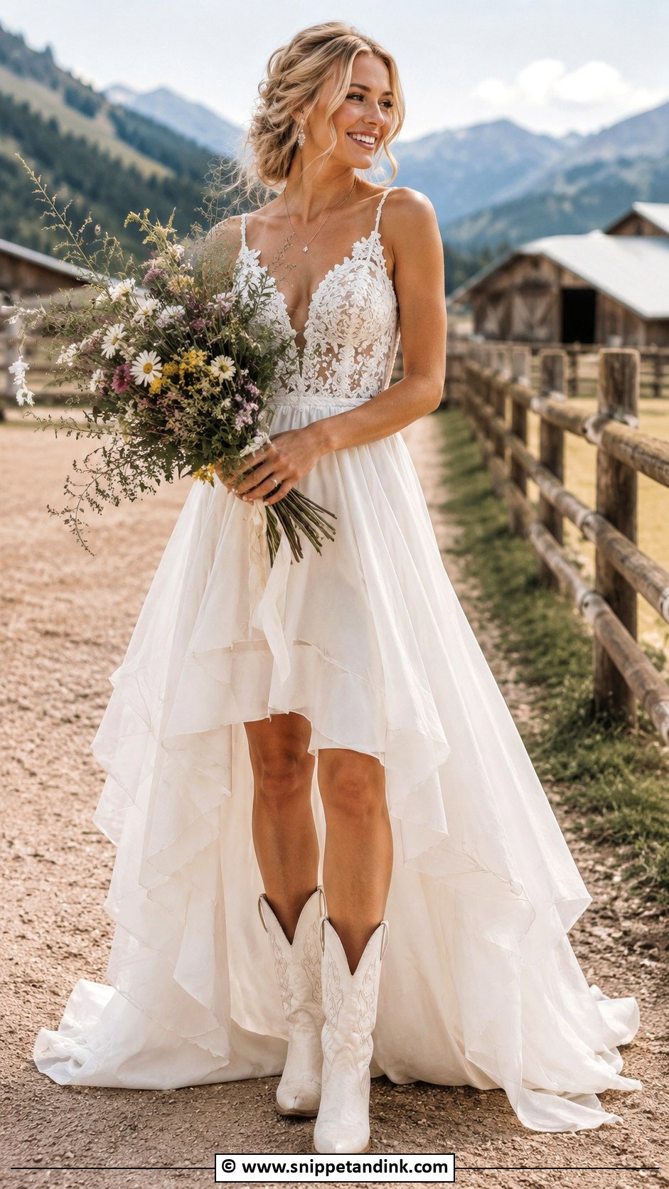 Country Wedding Dress With High Low Hem - Snippet and Ink - 25 Country Chic Wedding Dresses