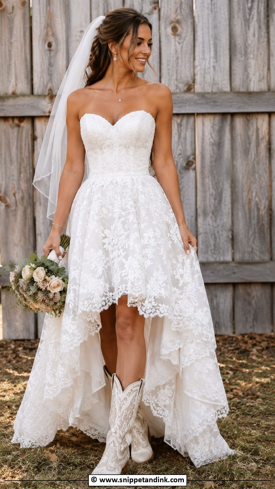 Country Wedding Dress With High Low Skirt - Snippet and Ink - 25 Country Wedding Dress Ideas