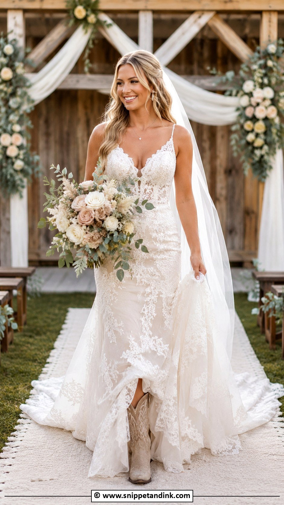 Country Wedding Dress With Lace Train - Snippet and Ink - 25 Country Wedding Dress Ideas