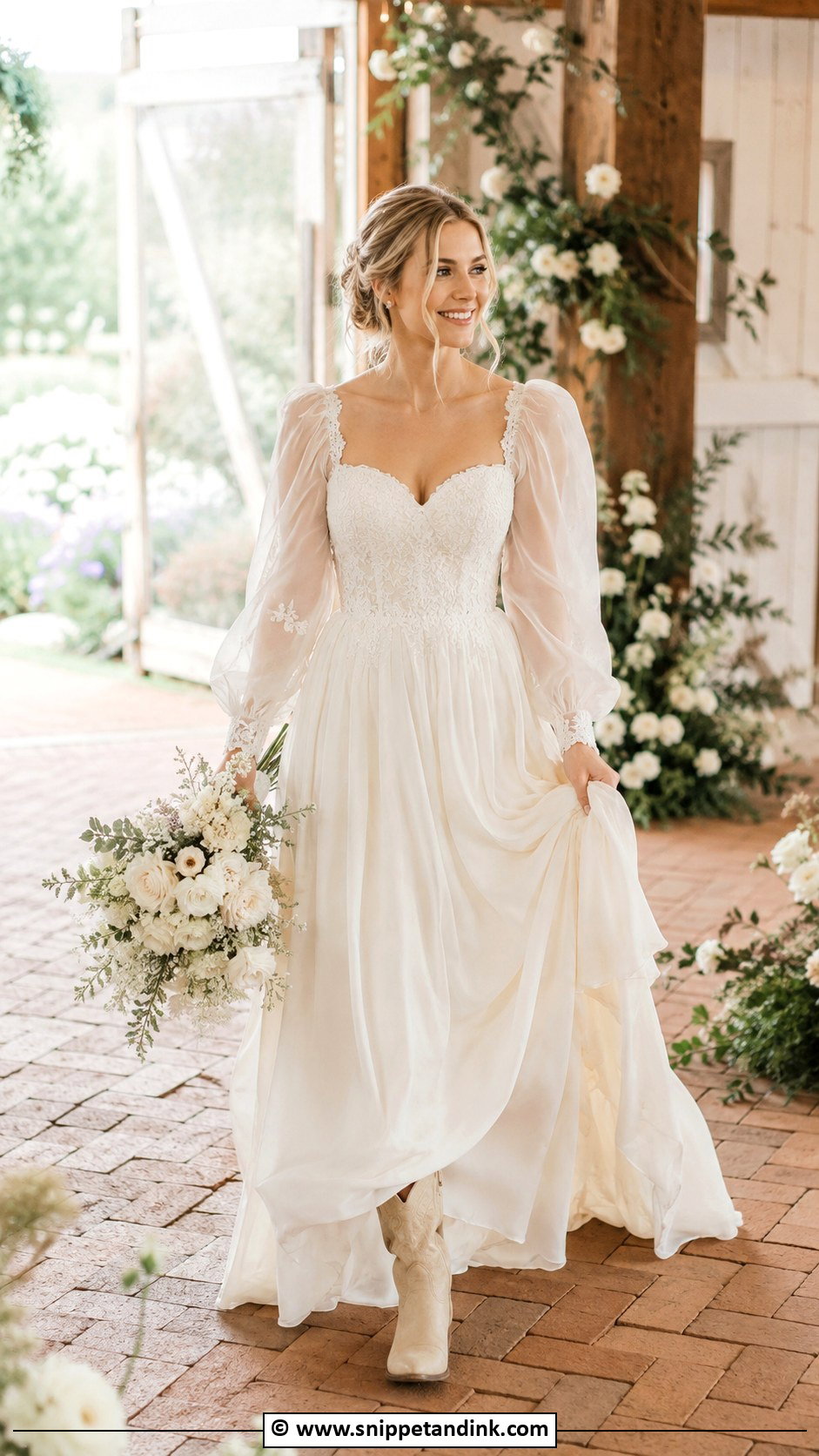 Country Wedding Dress With Puff Sleeves - Snippet and Ink - 25 Country Chic Wedding Dresses