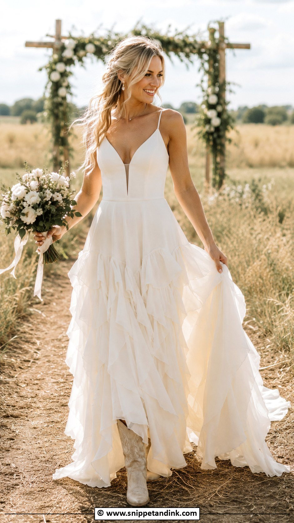 Country Wedding Dress With Ruffle Skirt - Snippet and Ink - 25 Country Wedding Dress Ideas