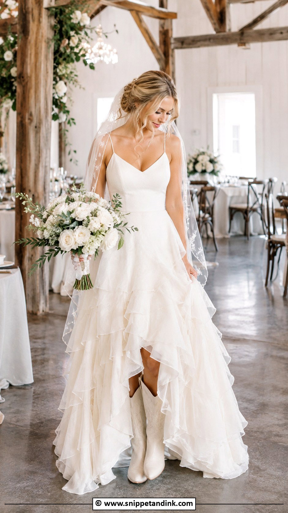 Country Wedding Dress With Ruffle Skirt - Snippet and Ink - 25 Country Chic Wedding Dresses