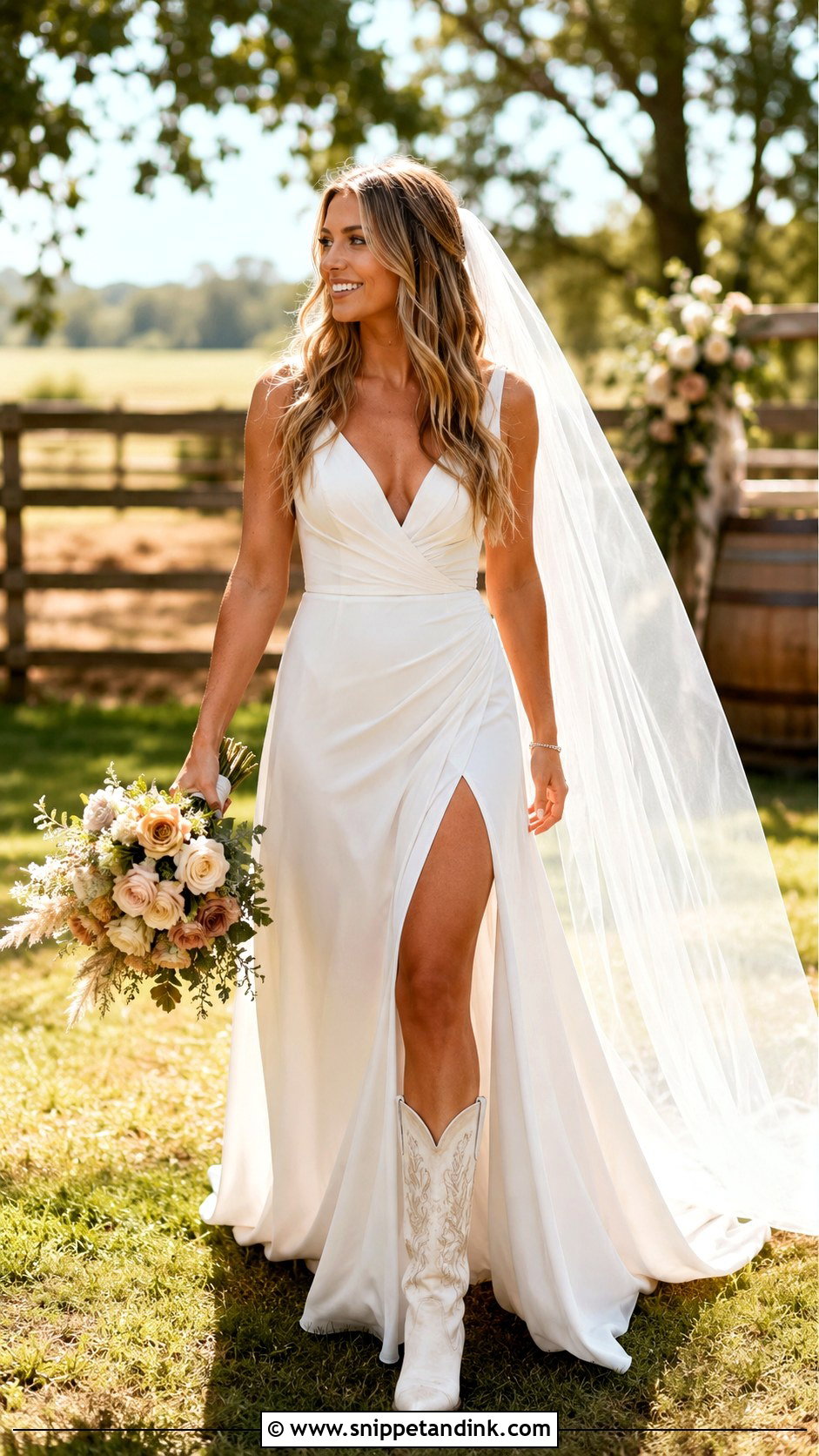Country Wedding Dress With Slit - Snippet and Ink - 25 Country Wedding Dresses