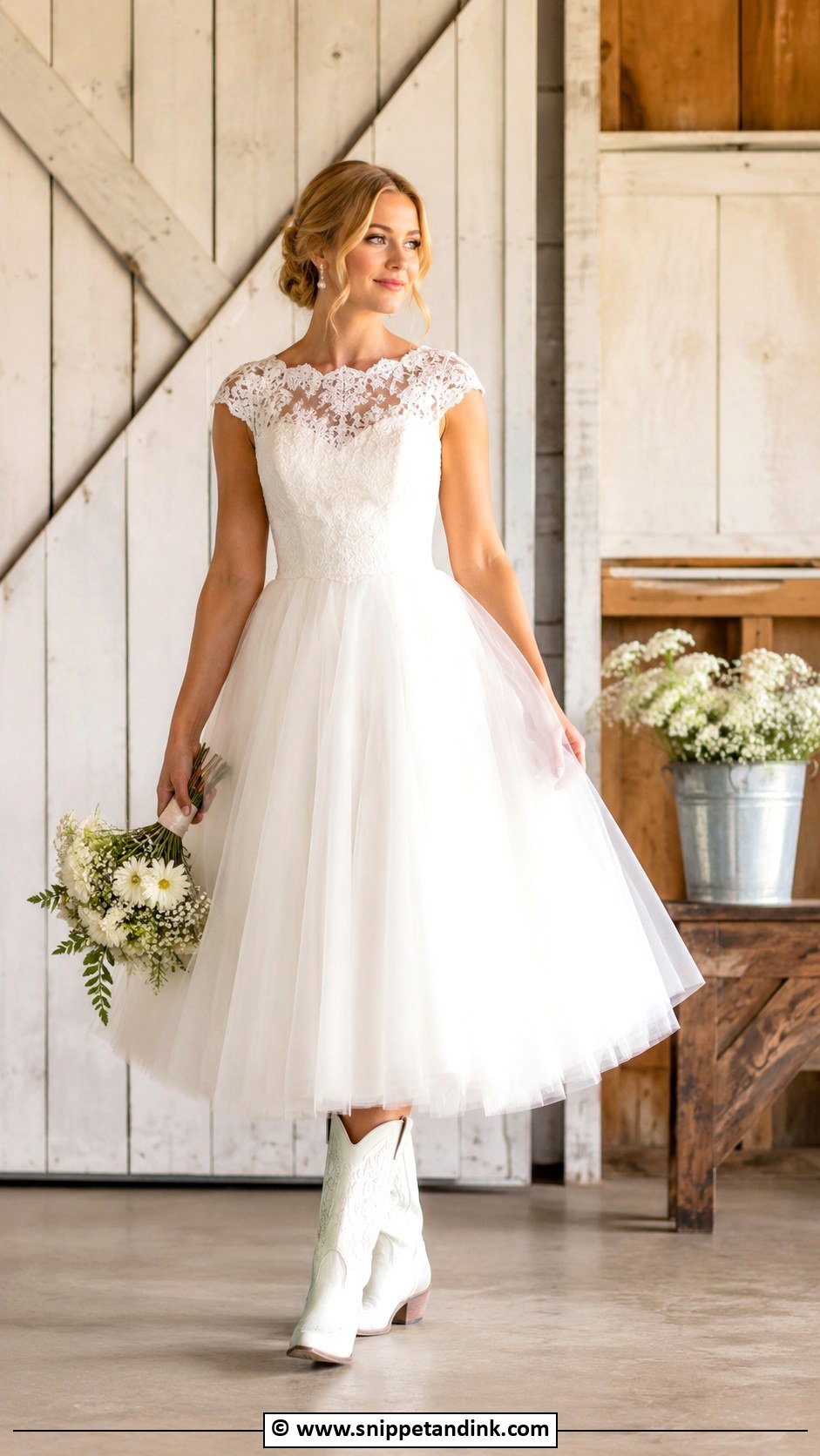 Country Wedding Dress With Tea Length Skirt - Snippet and Ink - 25 Country Chic Wedding Dresses