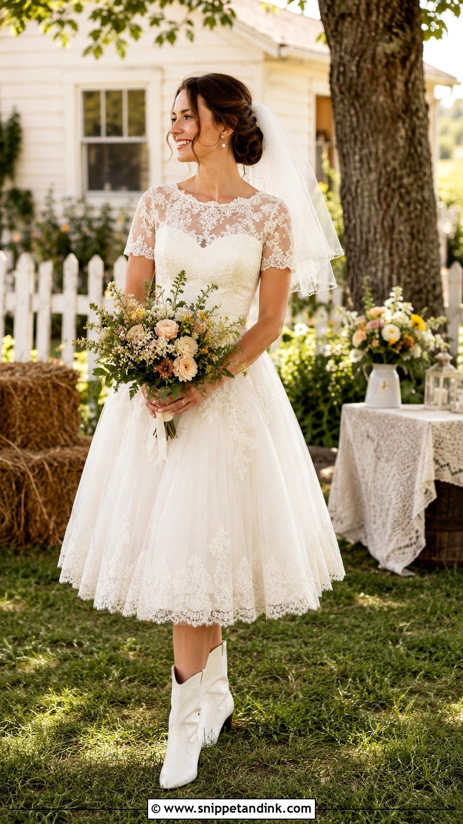 Country Wedding Dress With Tea Length Skirt - Snippet and Ink - 25 Country Wedding Dresses