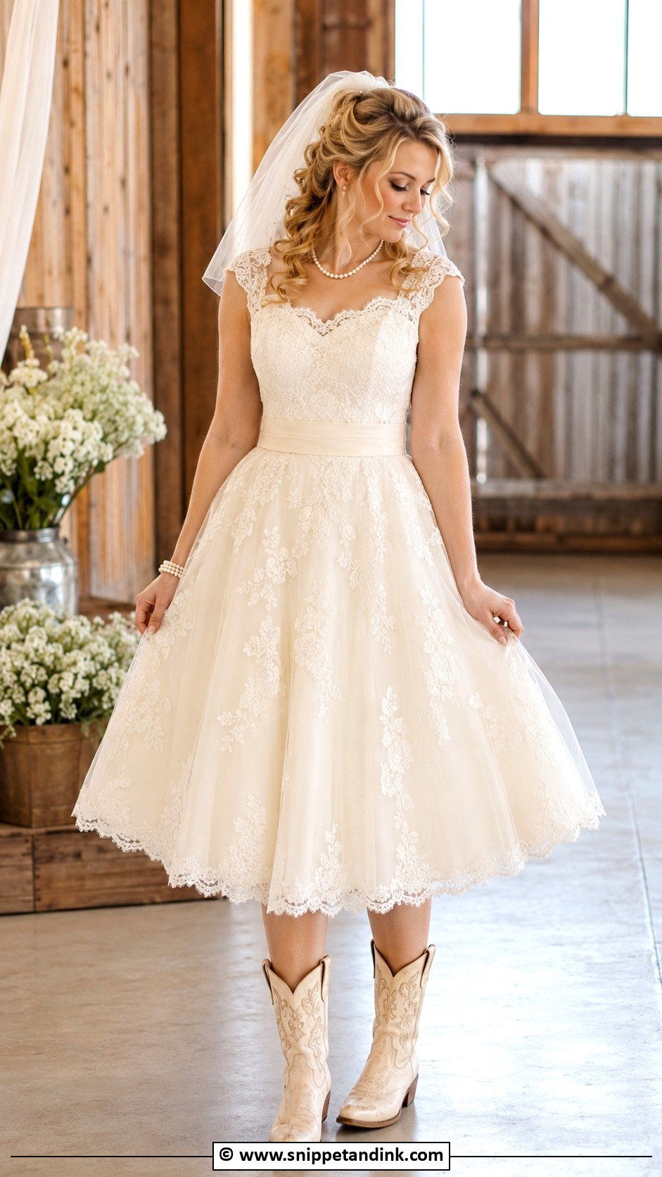 Country Wedding Dress With Tea Length Skirt - Snippet and Ink - 25 Country Wedding Dress Ideas