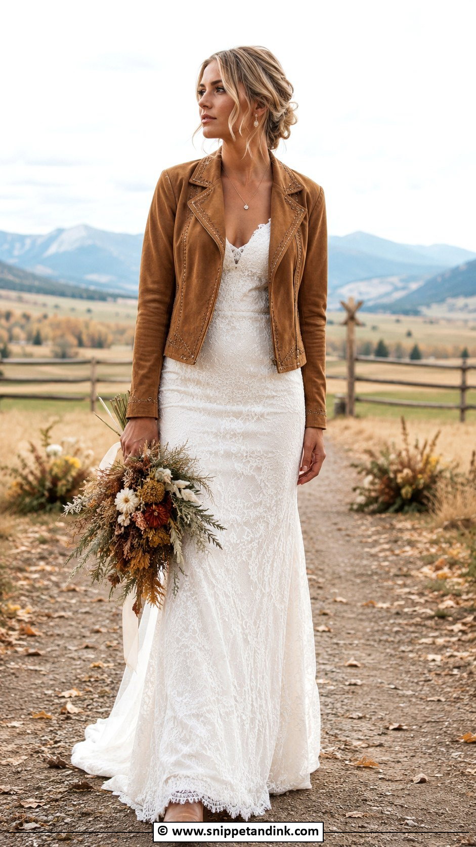Country Western Wedding Dress With Suede Jacket - Snippet and Ink - 25 Country Western Wedding Dresses