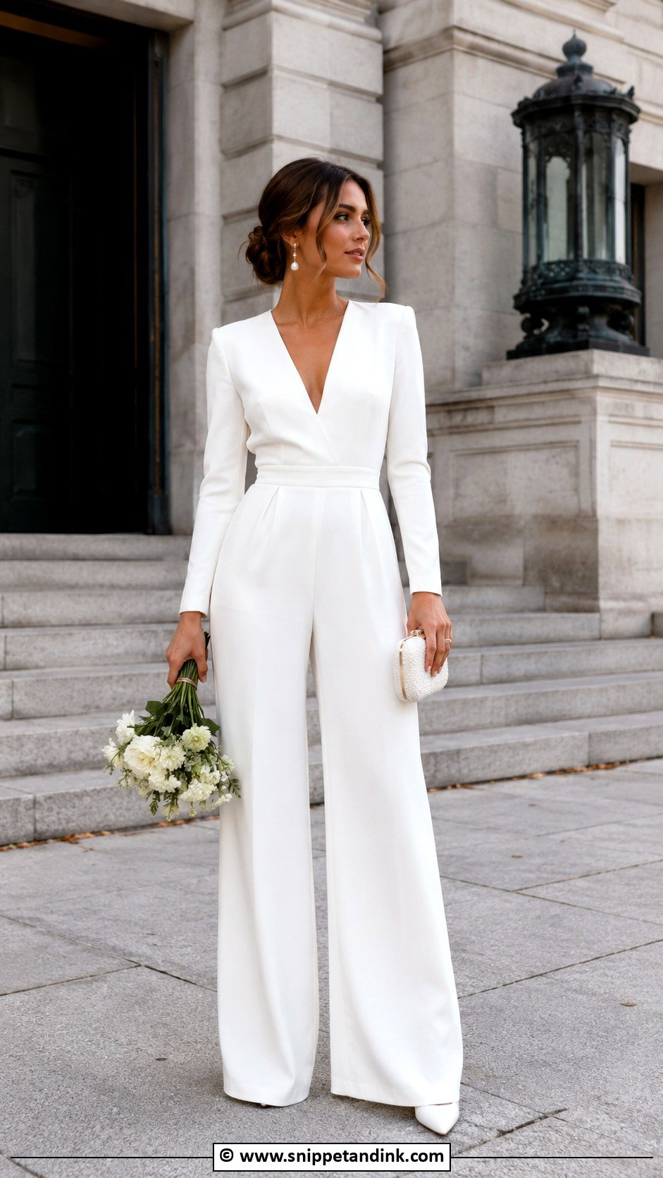 Court Wedding Bridal Jumpsuit - Snippet and Ink - 30 Court Wedding Outfit Ideas