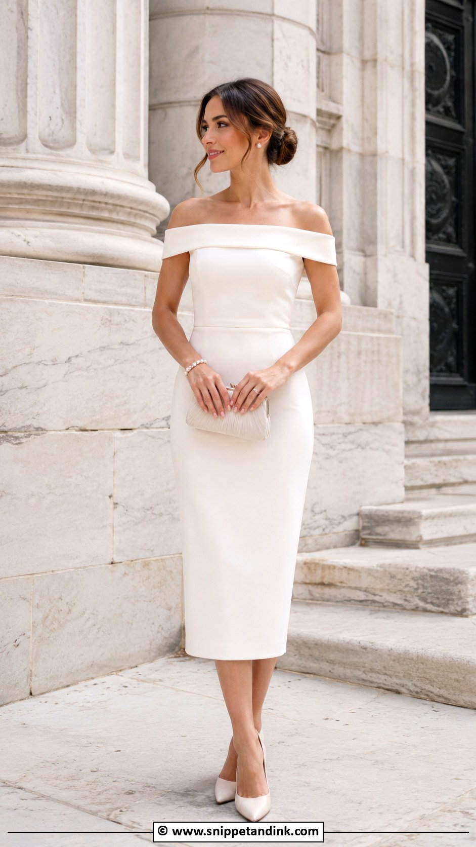 Court Wedding Off Shoulder Dress - Snippet and Ink - 30 Court Wedding Outfit Ideas