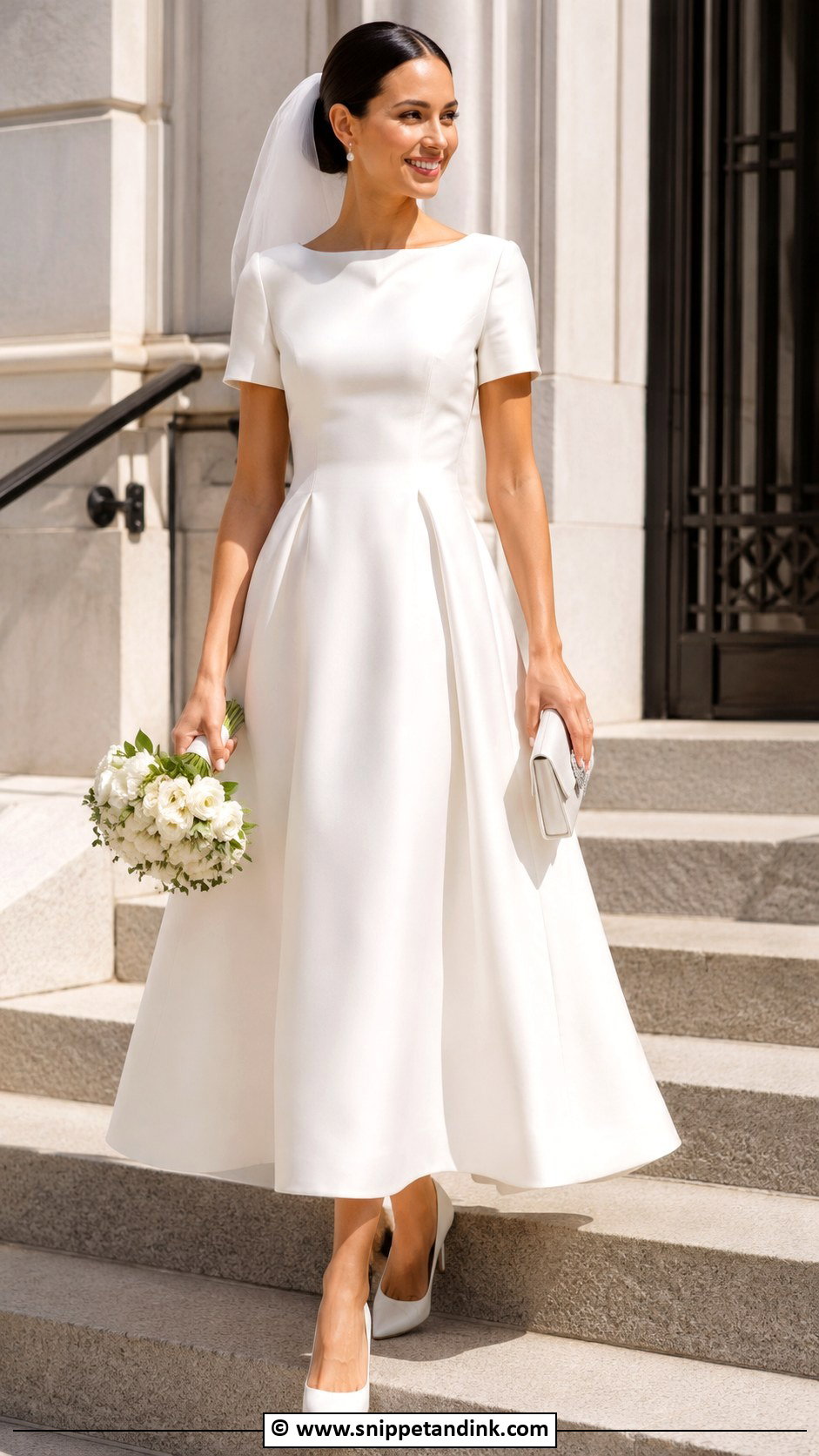 Courthouse A Line Wedding Dress With Short Veil - Snippet and Ink - 30 Aline Wedding Dress Ideas