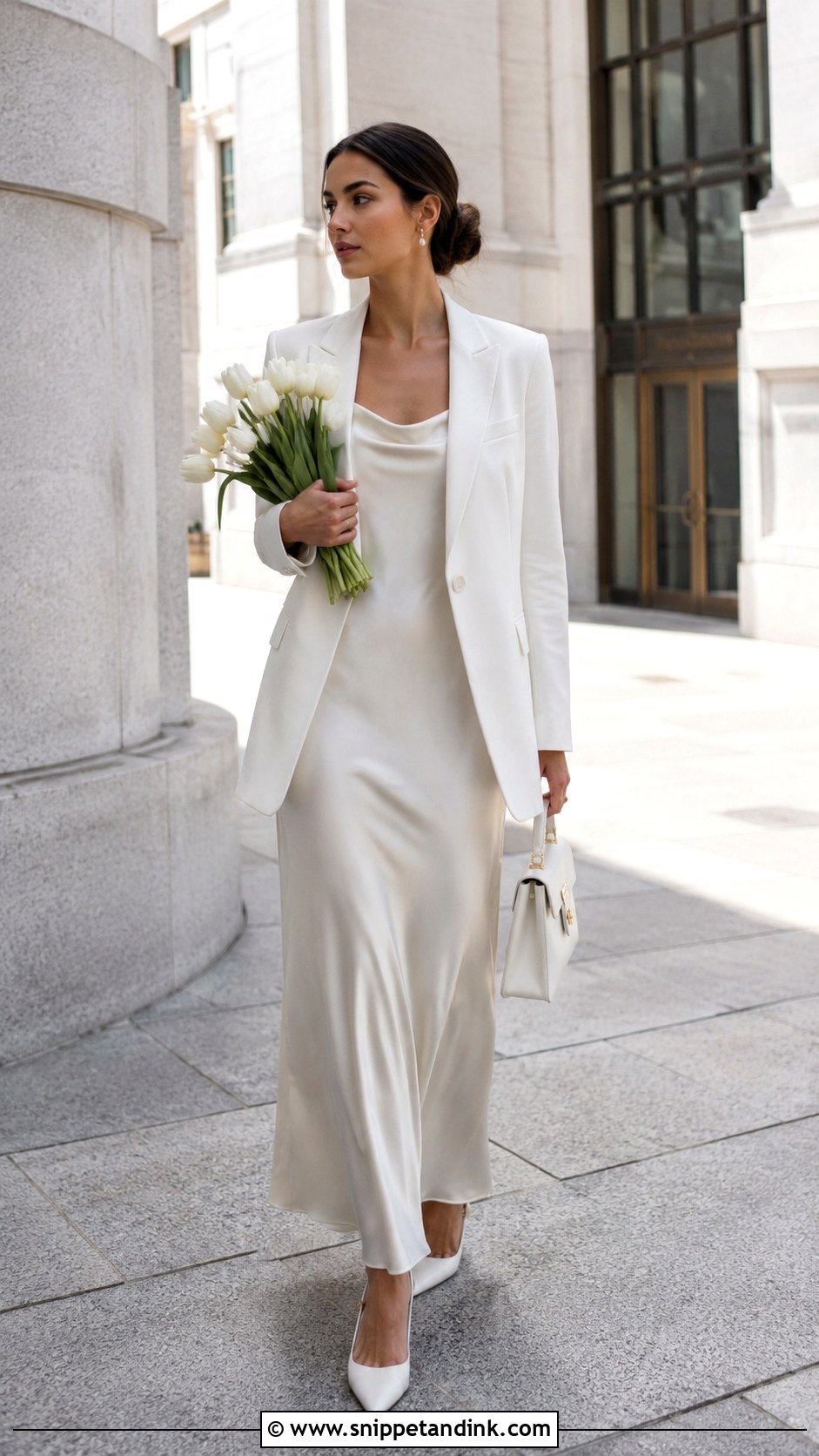 Courthouse Ankle Length Wedding Dress With Blazer - Snippet and Ink - 20 Ankle Wedding Dress Ideas