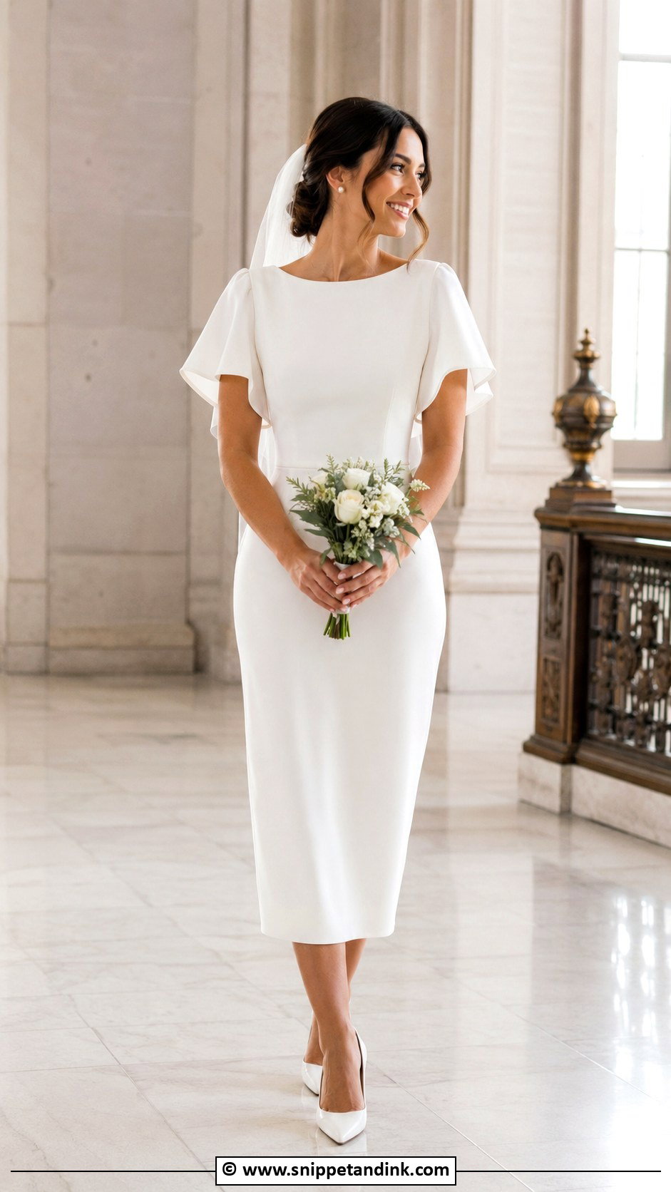 Courthouse Flutter Sleeve Wedding Dress - Snippet and Ink - 25 Flutter Sleeve Wedding Dress Ideas
