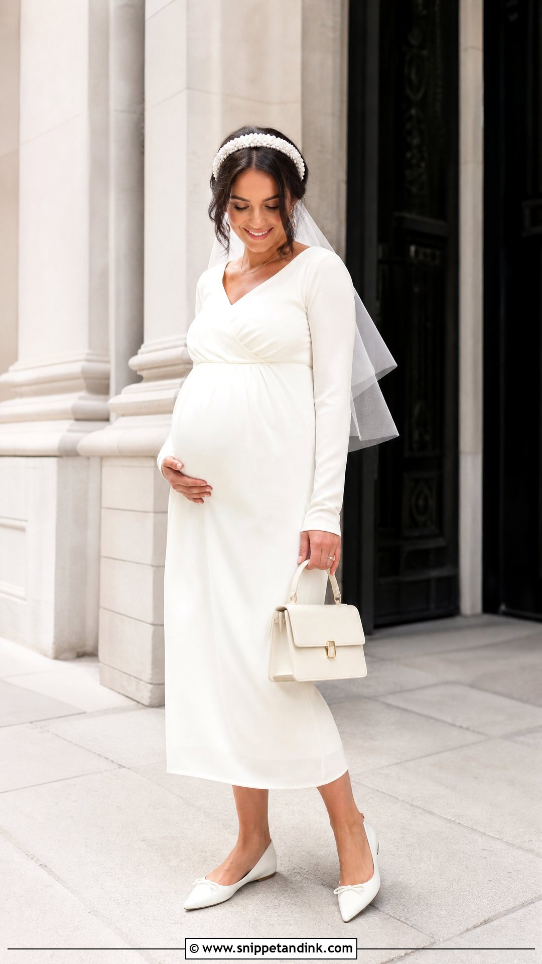 Courthouse Midi Maternity Wedding Dress - Snippet and Ink - 20 Pregnant Maternity Wedding Dress Ideas