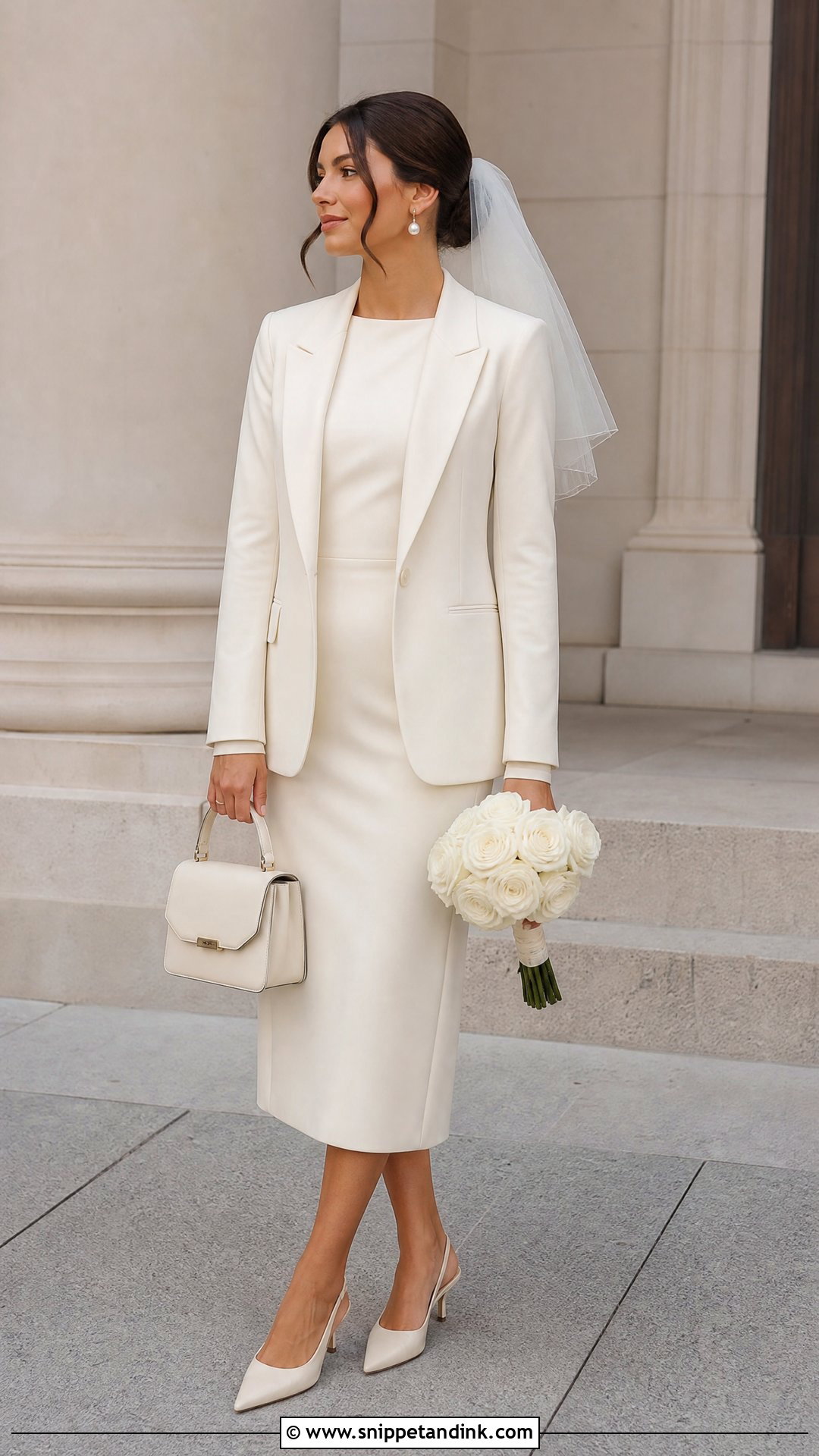Courthouse October Bridal Dress With Blazer - Snippet and Ink - 20 October Bride Ideas