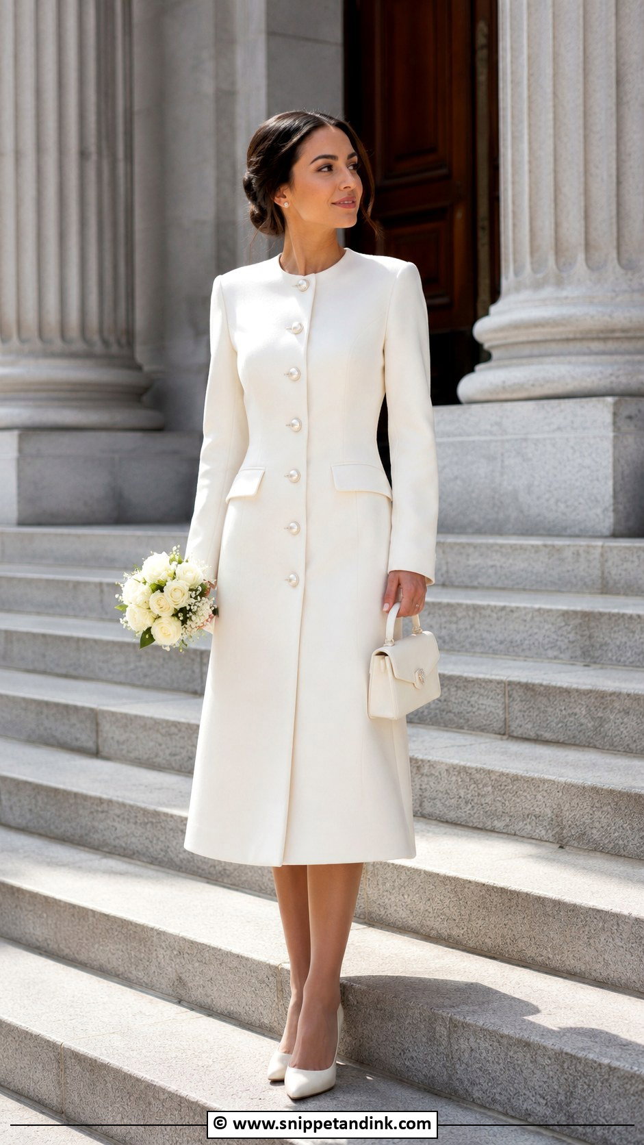 Courthouse Wedding Coat Dress - Snippet and Ink - 30 Courthouse Wedding Outfit Ideas