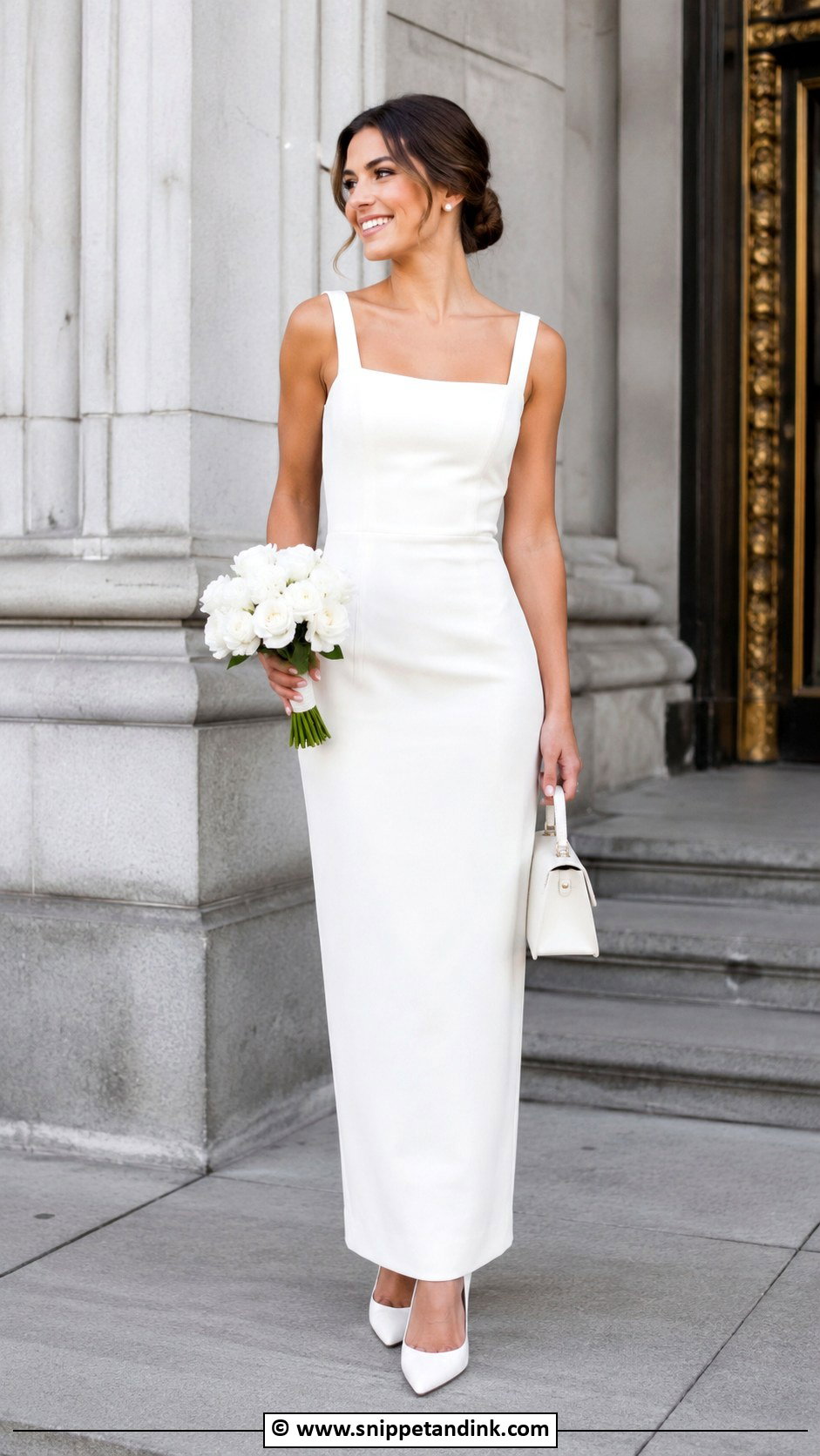 Courthouse Wedding Column Dress - Snippet and Ink - 30 Courthouse Wedding Outfit Ideas