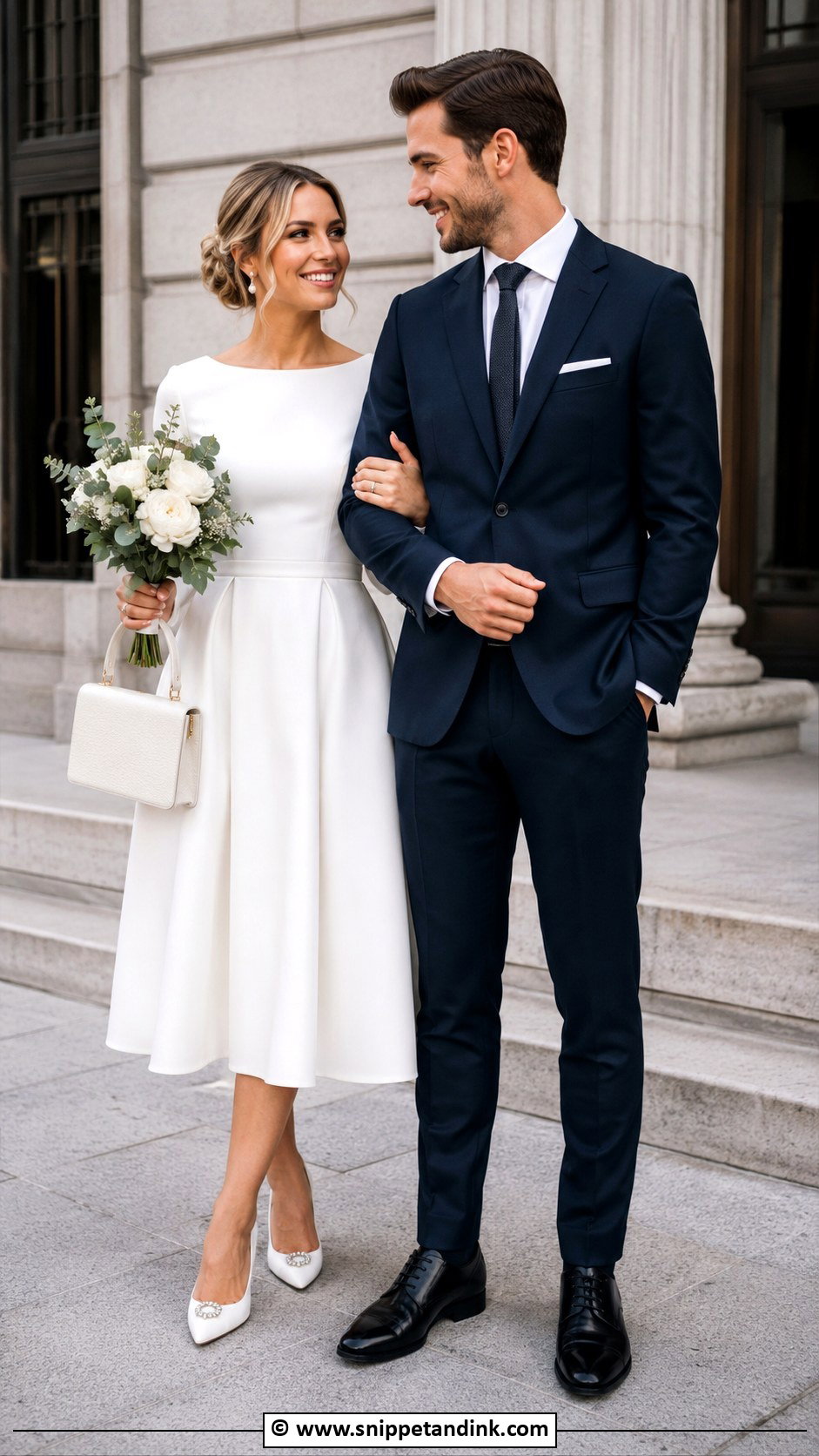 Courthouse Wedding Dress And Groom Suit - Snippet and Ink - 30 Couple Wedding Dress Ideas
