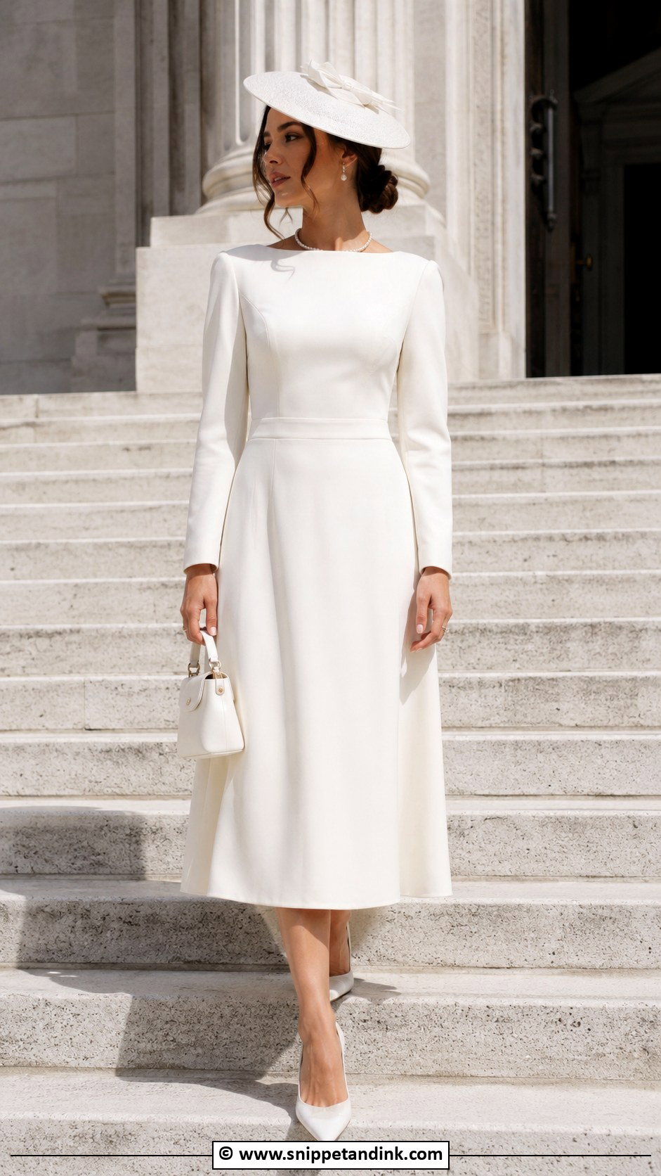 Courthouse Wedding Dress With Bridal Hat - Snippet and Ink - 30 Courthouse Wedding Outfit Ideas