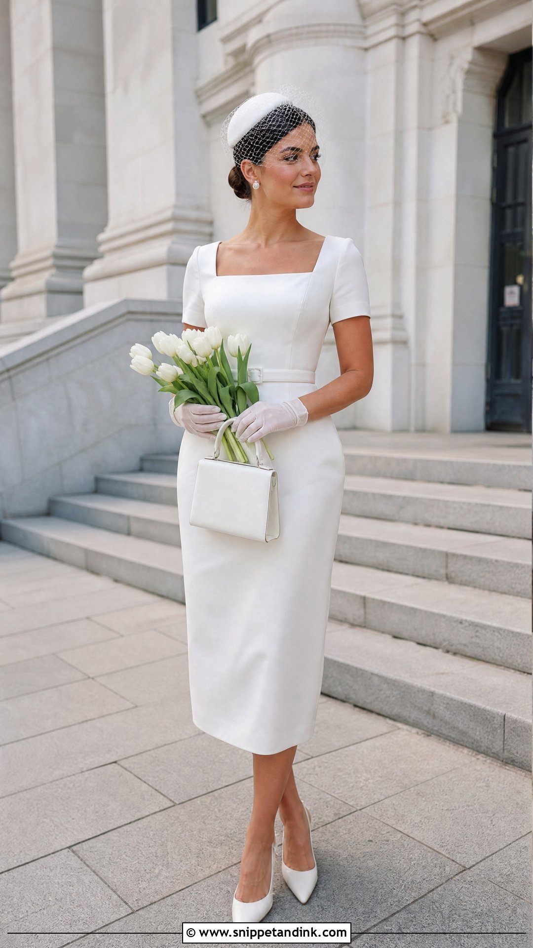 Courthouse Wedding Dress With Short Gloves - Snippet and Ink - 20 Wedding Dress and Gloves Ideas