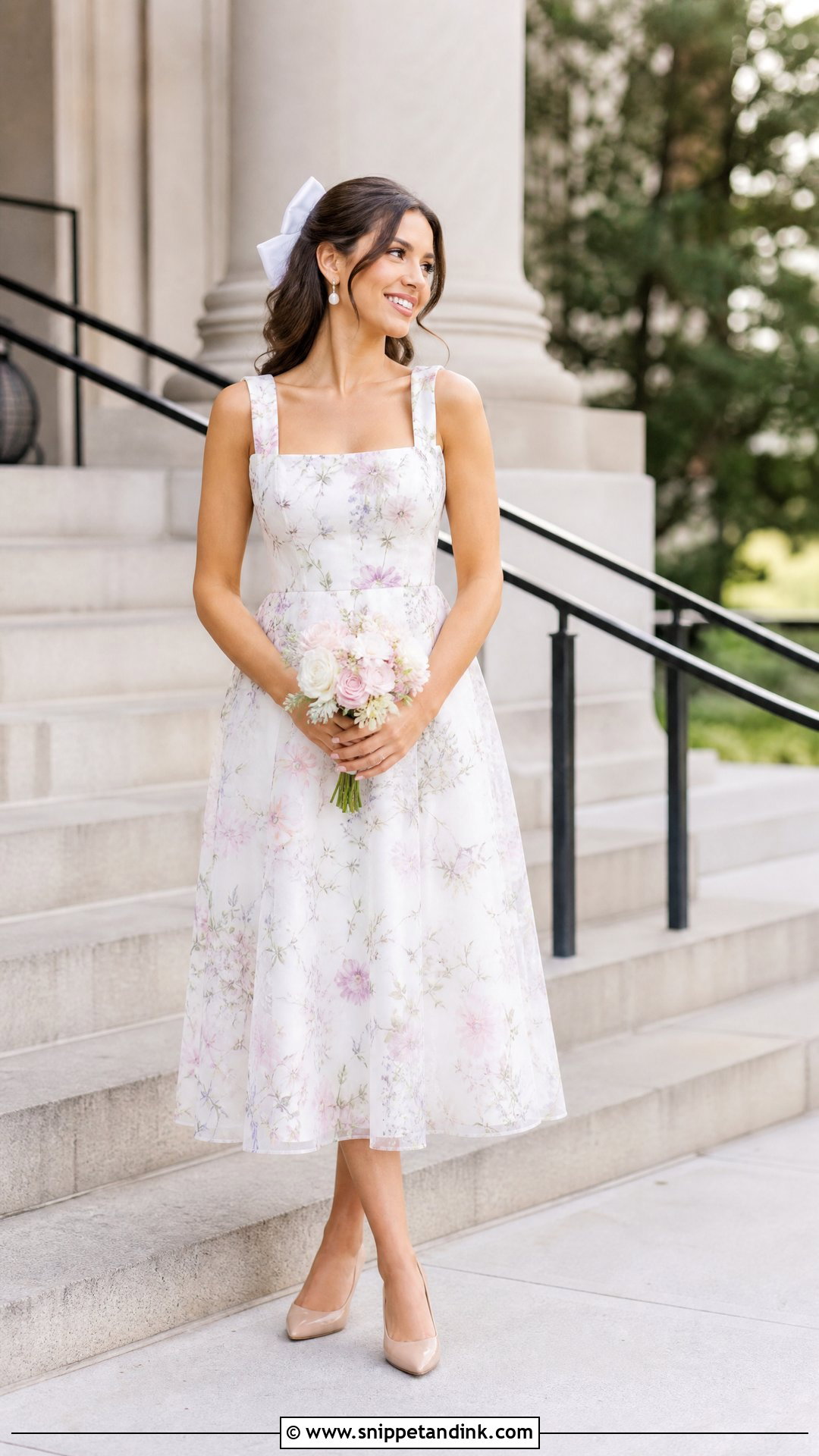 Courthouse Wedding Floral Dress - Snippet and Ink - 25 Courthouse Wedding Attire Ideas