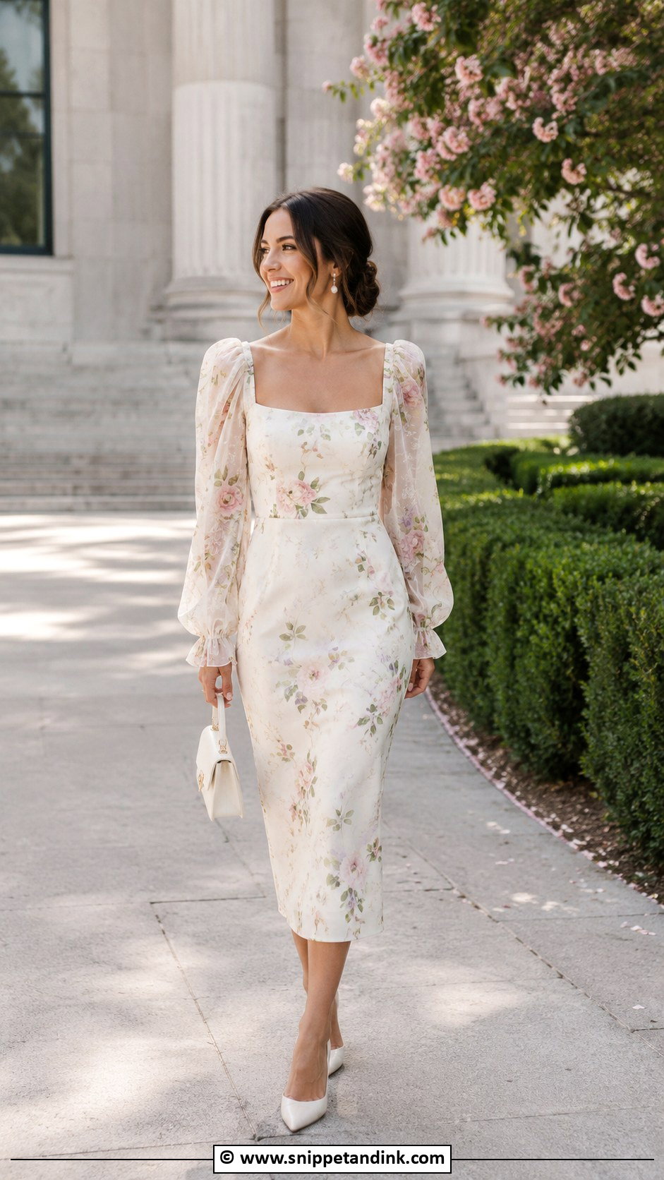 Courthouse Wedding Floral Dress - Snippet and Ink - 30 Courthouse Wedding Outfit Ideas