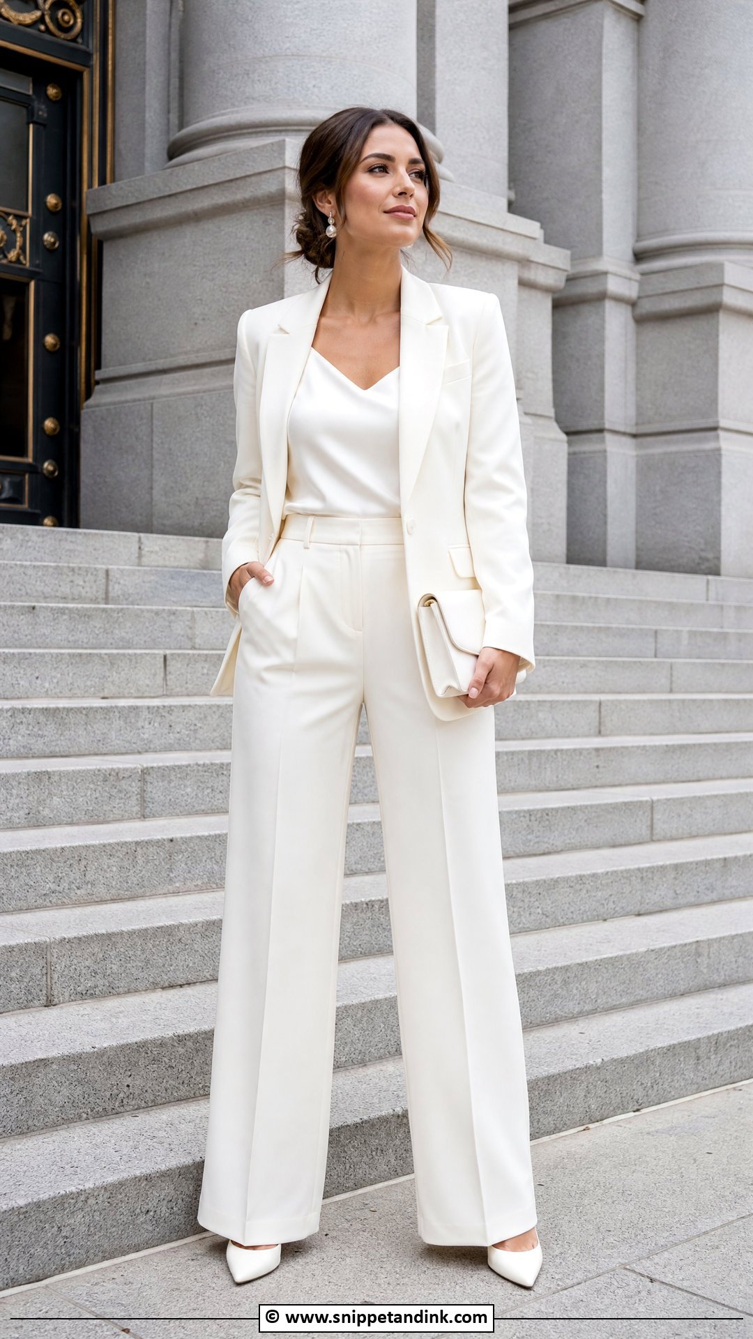 Courthouse Wedding Ivory Pantsuit - Snippet and Ink - 35 Courthouse Wedding Dress Ideas