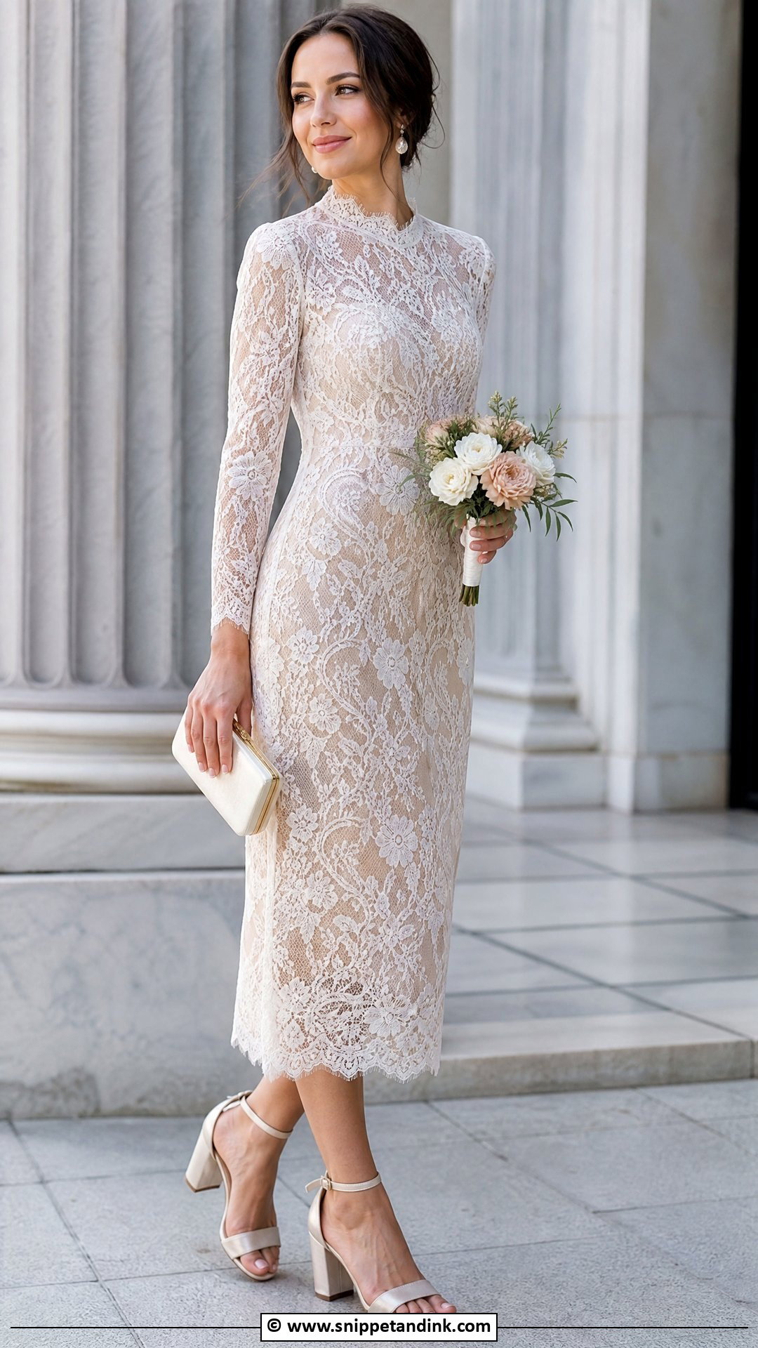 Courthouse Wedding Lace Midi Dress - Snippet and Ink - 35 Courthouse Wedding Dress Ideas