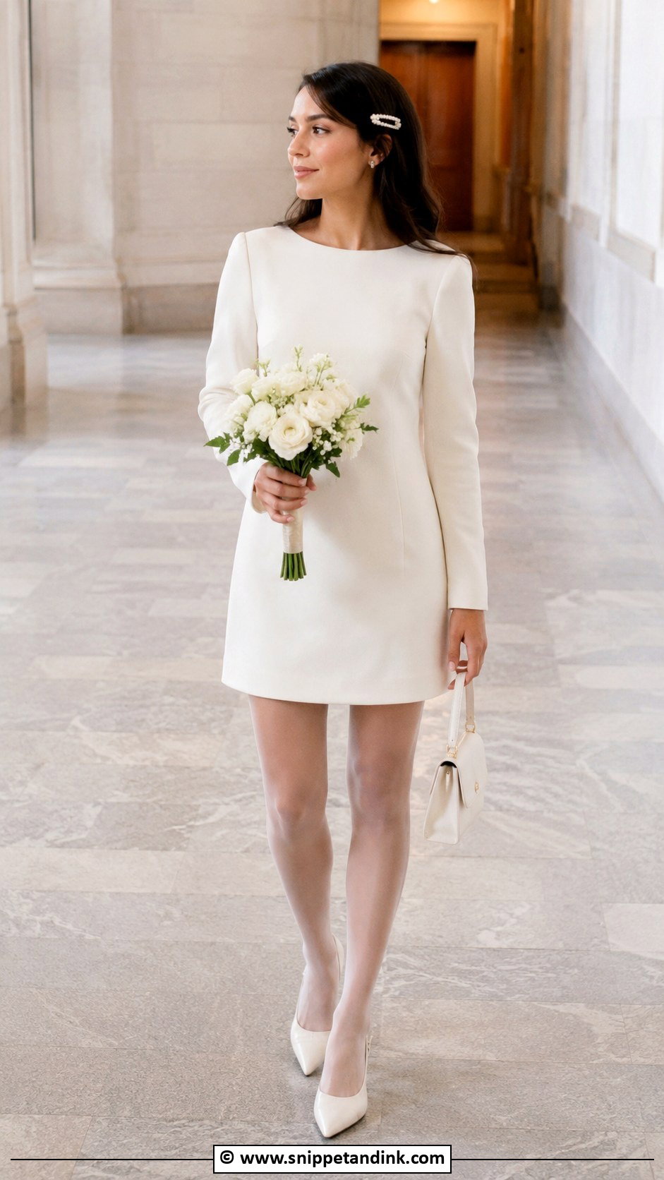 Courthouse Wedding Long Sleeve Mini Dress - Snippet and Ink - 30 Courthouse Wedding Outfit Ideas