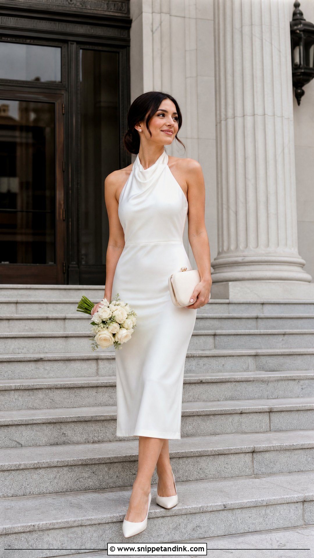 Courthouse Wedding Midi Dress - Snippet and Ink - 25 Courthouse Wedding Attire Ideas