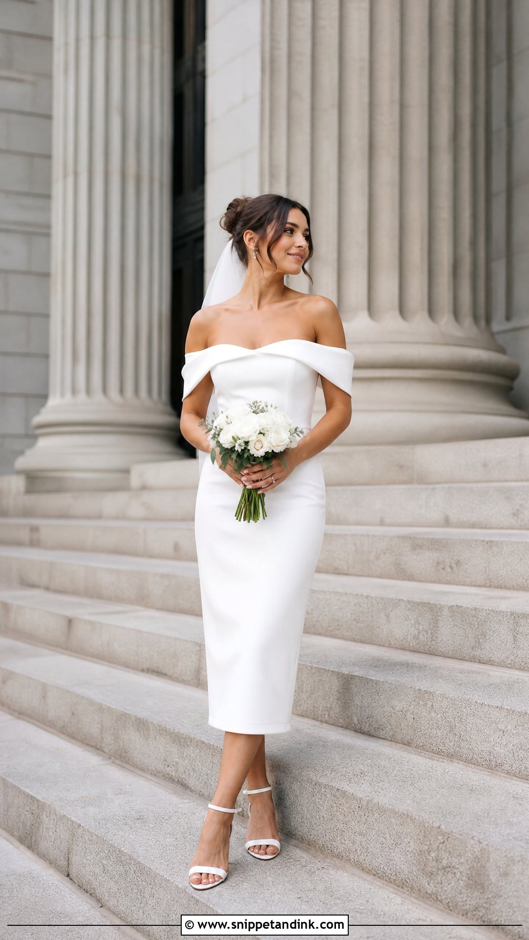 Courthouse Wedding Off Shoulder Dress - Snippet and Ink - 25 Courthouse Wedding Attire Ideas