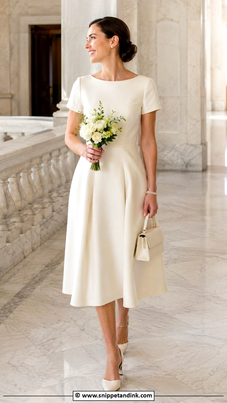Courthouse Wedding Short Sleeve Dress - Snippet and Ink - 30 Courthouse Wedding Outfit Ideas