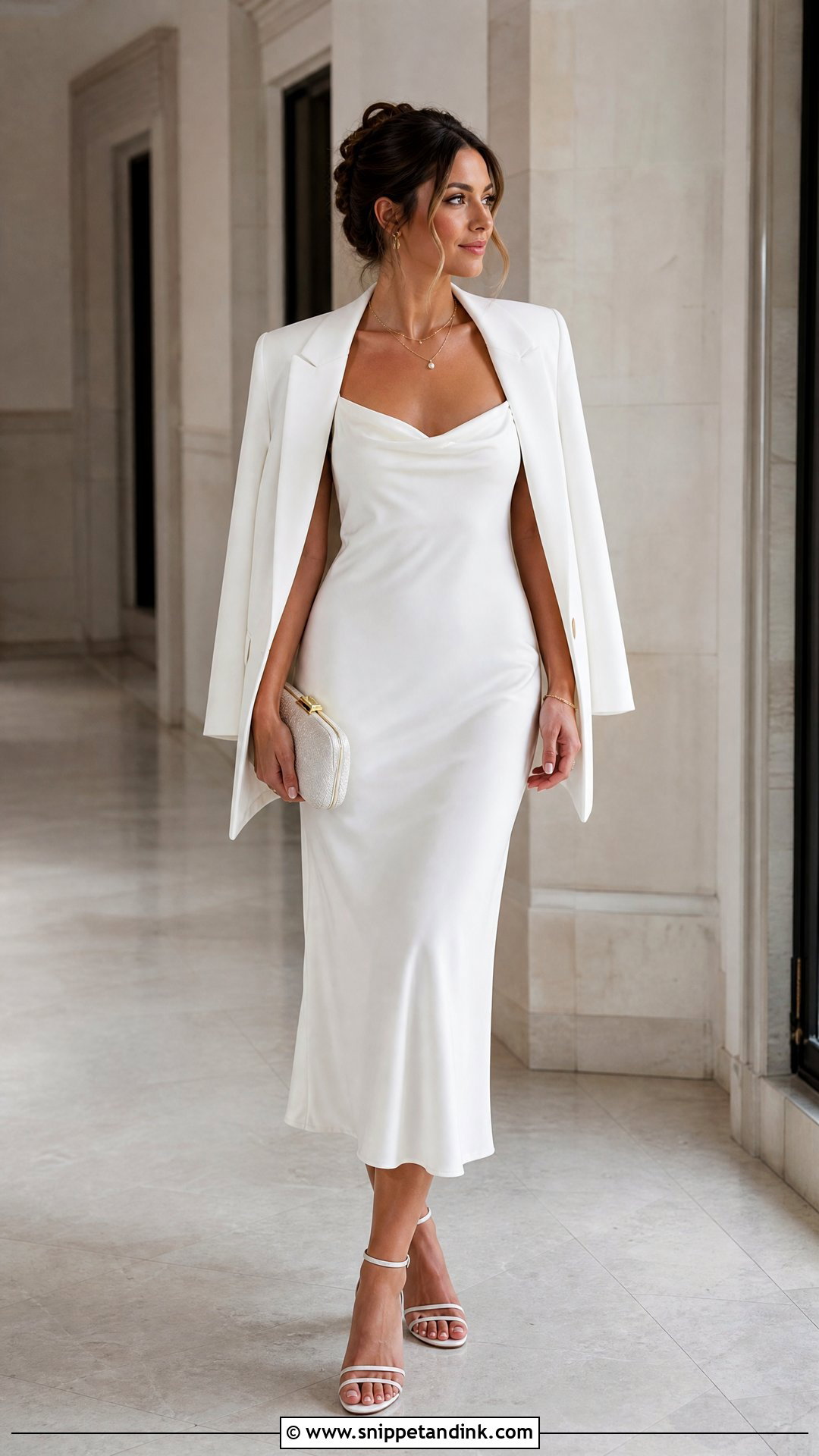 Courthouse Wedding Slip Dress With Strappy Sandals - Snippet and Ink - 20 Casual Courthouse Wedding Dress Ideas