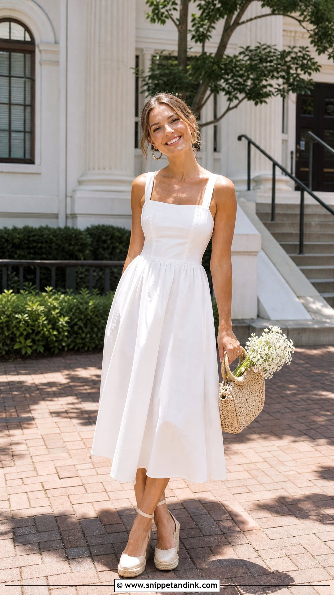 Courthouse Wedding Sundress With Espadrille Wedges - Snippet and Ink - 20 Casual Courthouse Wedding Dress Ideas