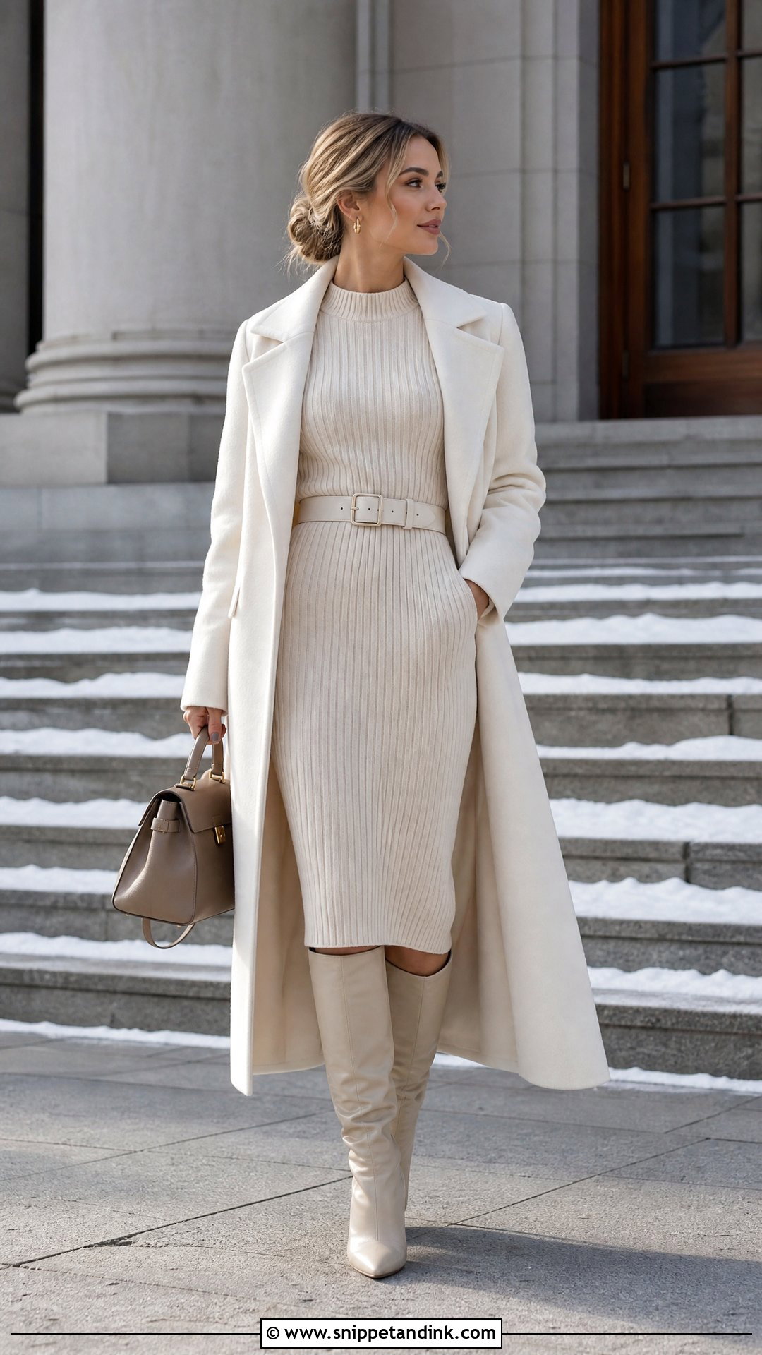 Courthouse Wedding Sweater Dress With Knee High Boots - Snippet and Ink - 20 Casual Courthouse Wedding Dress Ideas