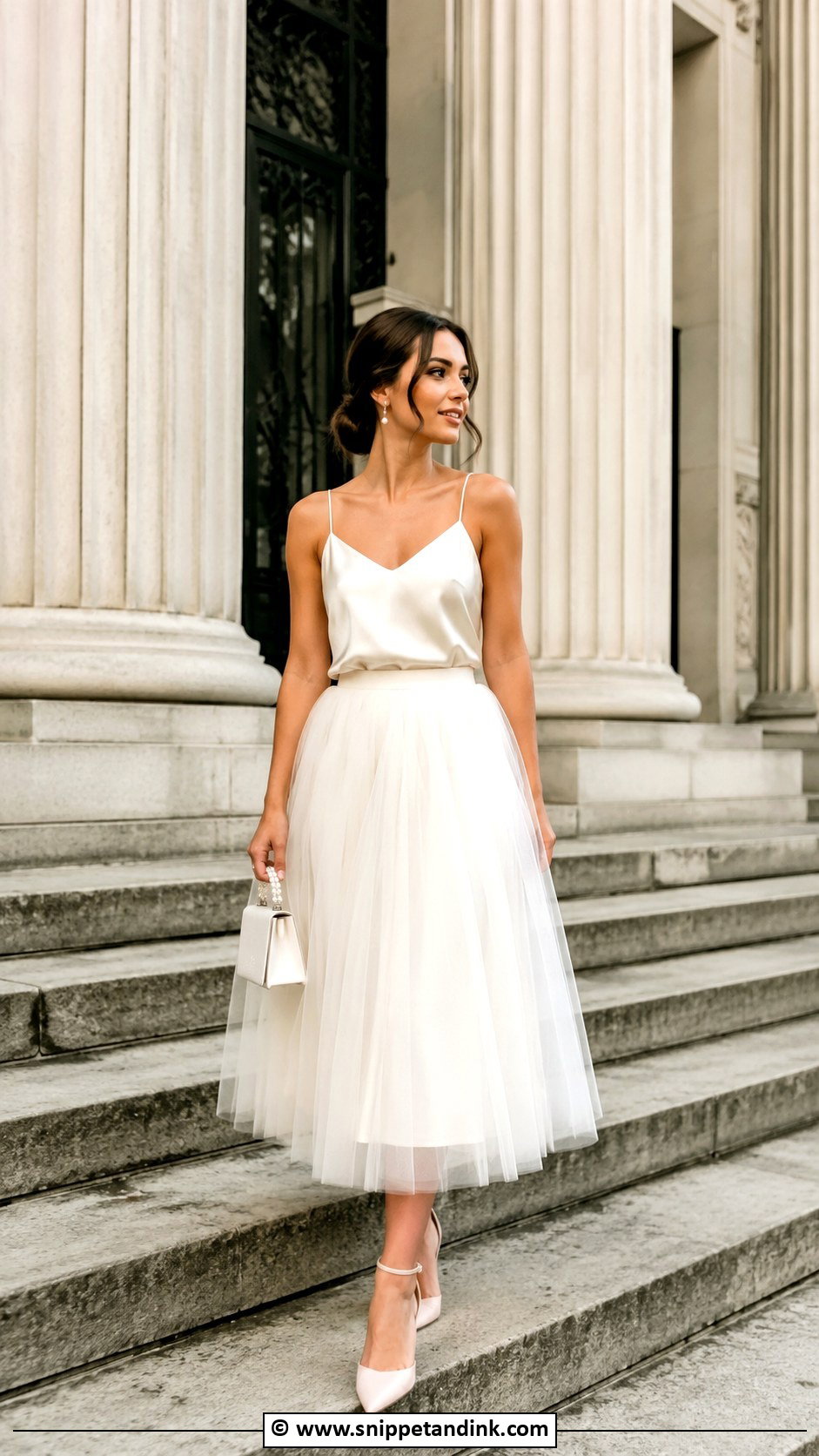 Courthouse Wedding Tulle Skirt Outfit - Snippet and Ink - 30 Courthouse Wedding Outfit Ideas