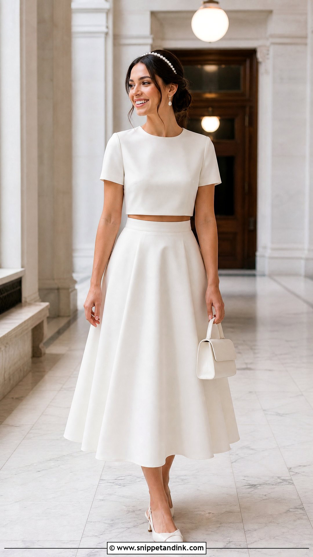 Courthouse Wedding Two Piece Set With Slingback Flats - Snippet and Ink - 20 Casual Courthouse Wedding Dress Ideas