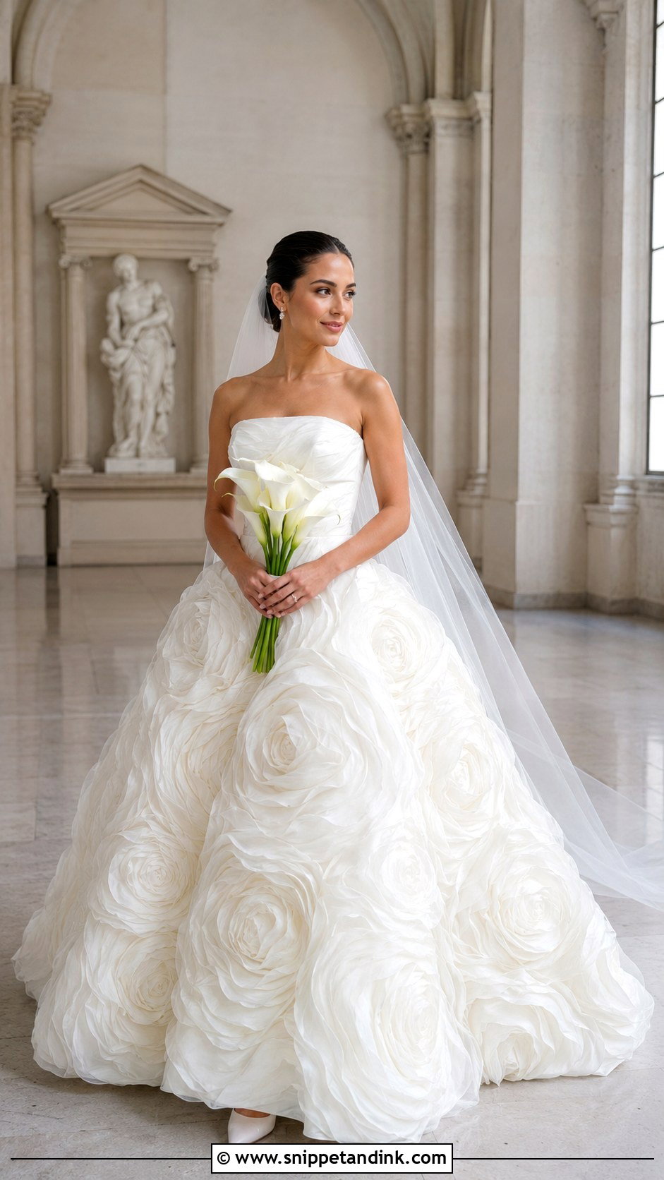 Couture Organza Rosette Ball Gown Wedding Dress - Snippet and Ink - 20 David’s Bridal Wedding Dresses