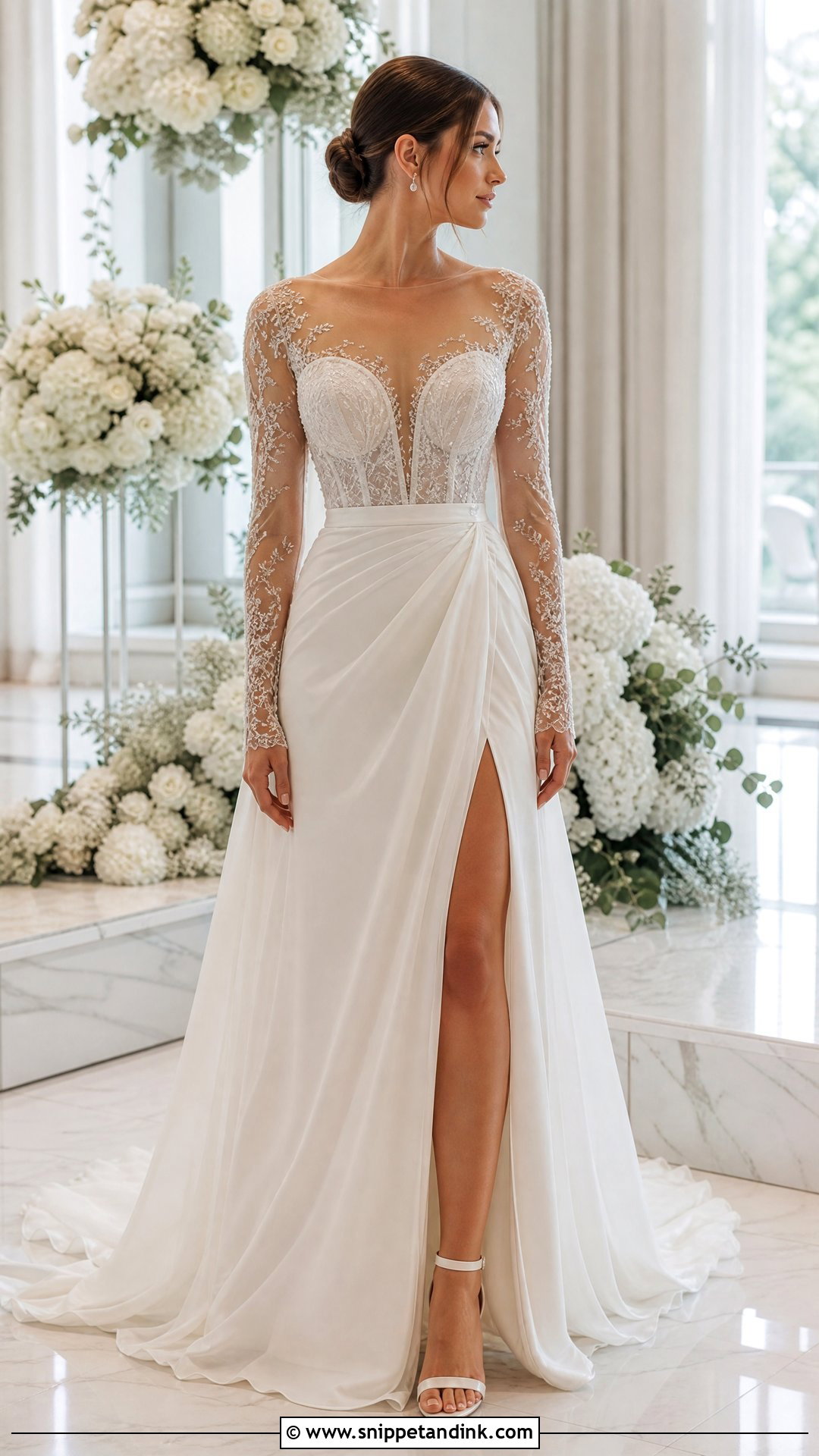 Couture Sheer Sleeve Wedding Dress - Snippet and Ink - 25 Couture Wedding Dress Ideas