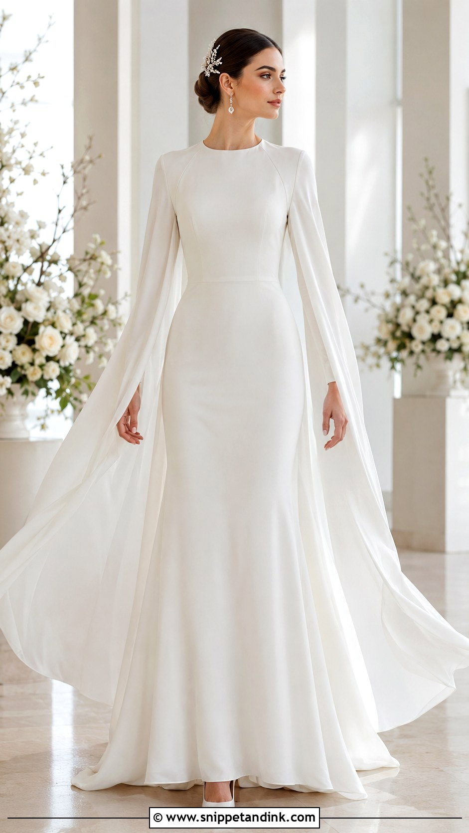 Covered Wedding Dress With Cape Sleeves - Snippet and Ink - 20 Covered Wedding Dresses