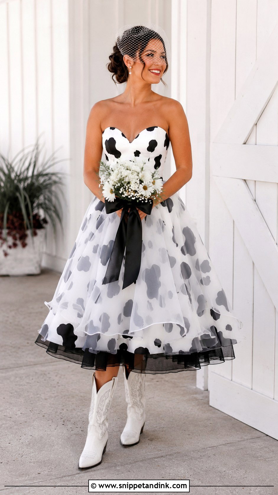 Cow Print Tea Length Wedding Dress - Snippet and Ink - 20 Cow Print Wedding Dress Ideas