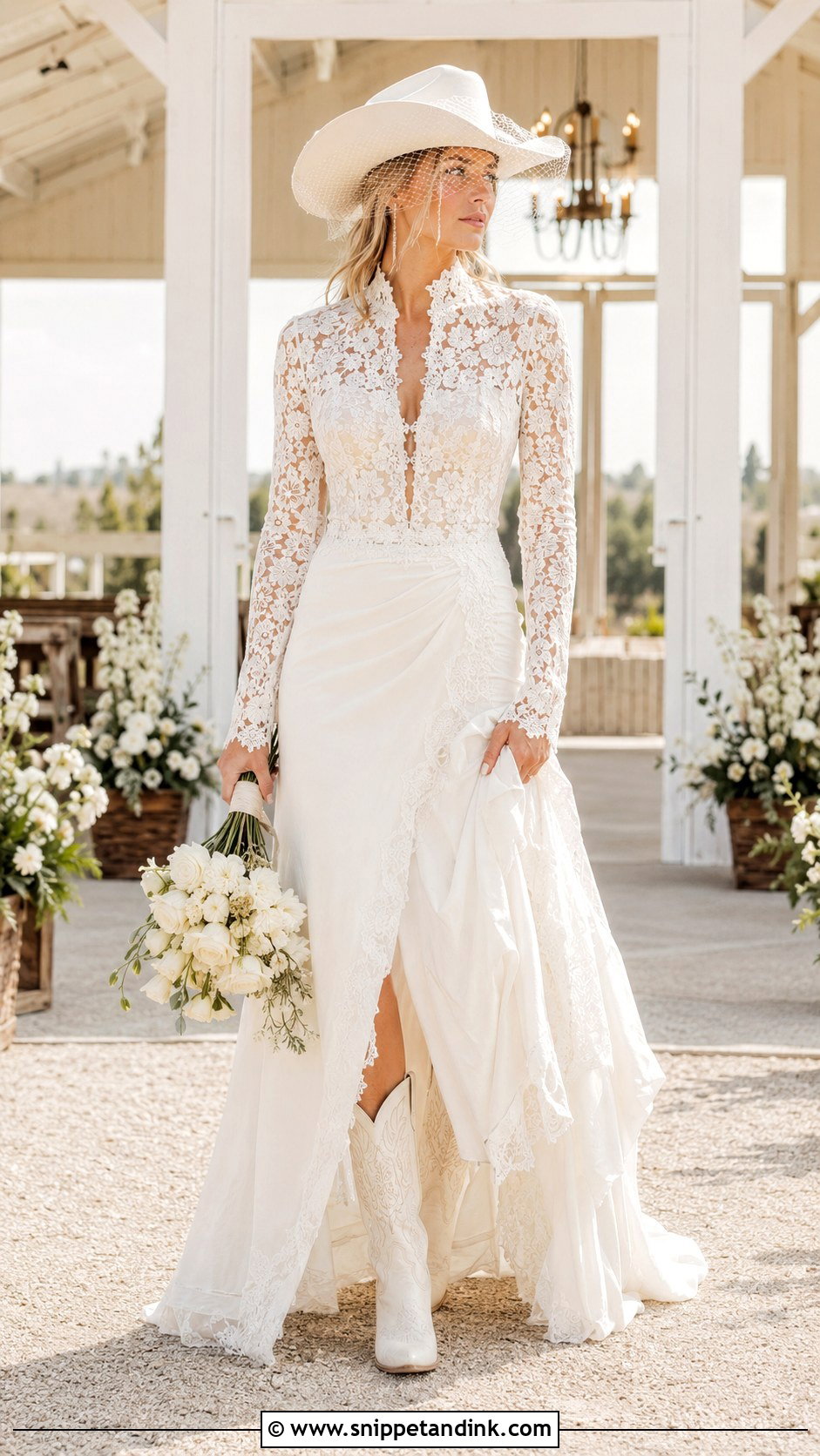 Cowboy Hat With Veil And Western Wedding Dress - Snippet and Ink - 20 Cowboy Hat with Veil Ideas